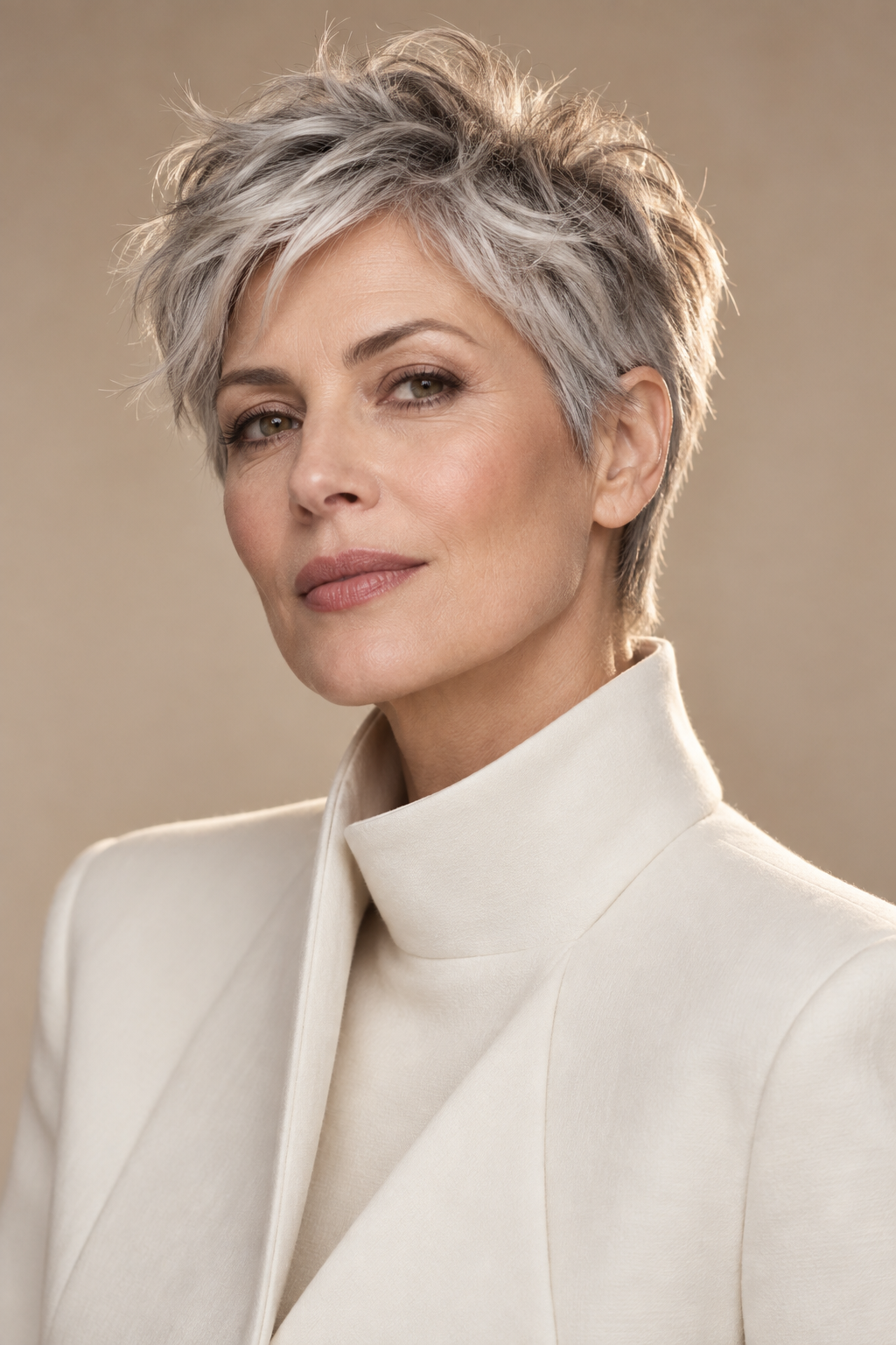 wavy pixie haircuts: tousled gray pixie