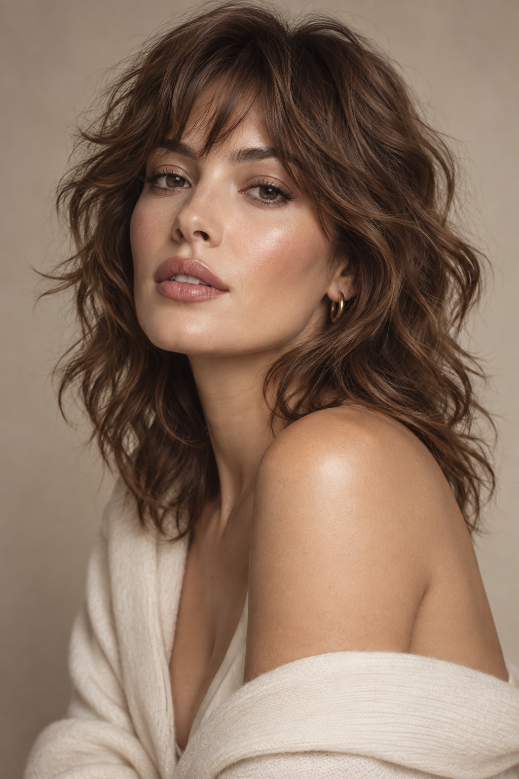 wavy brown hair: wavy brown shag