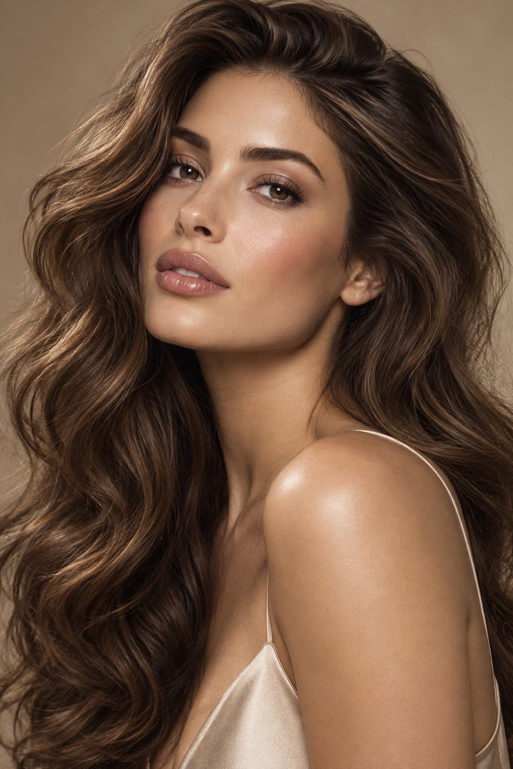 wavy brown hair: voluminous brushed waves