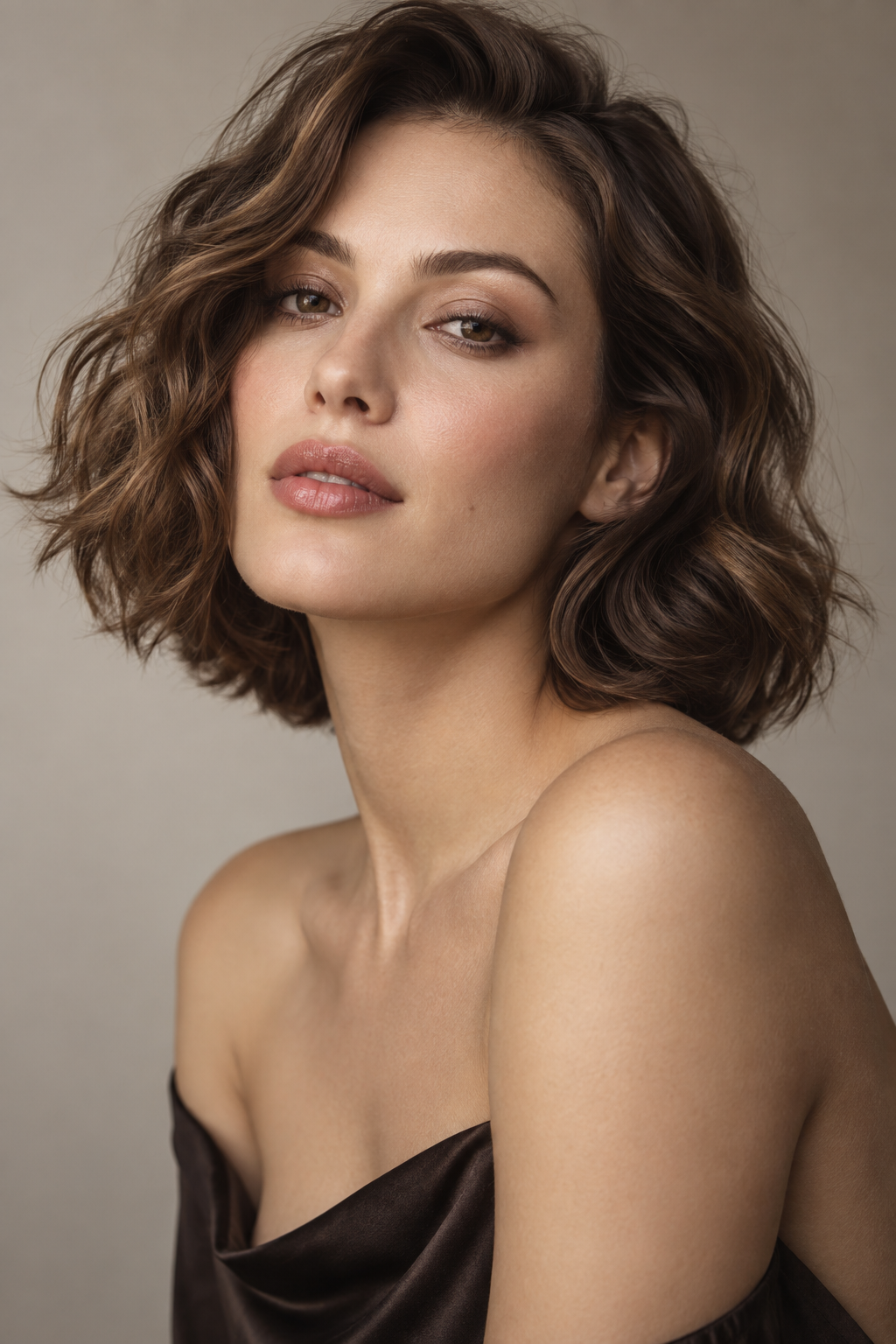 wavy brown hair: wavy brown bob