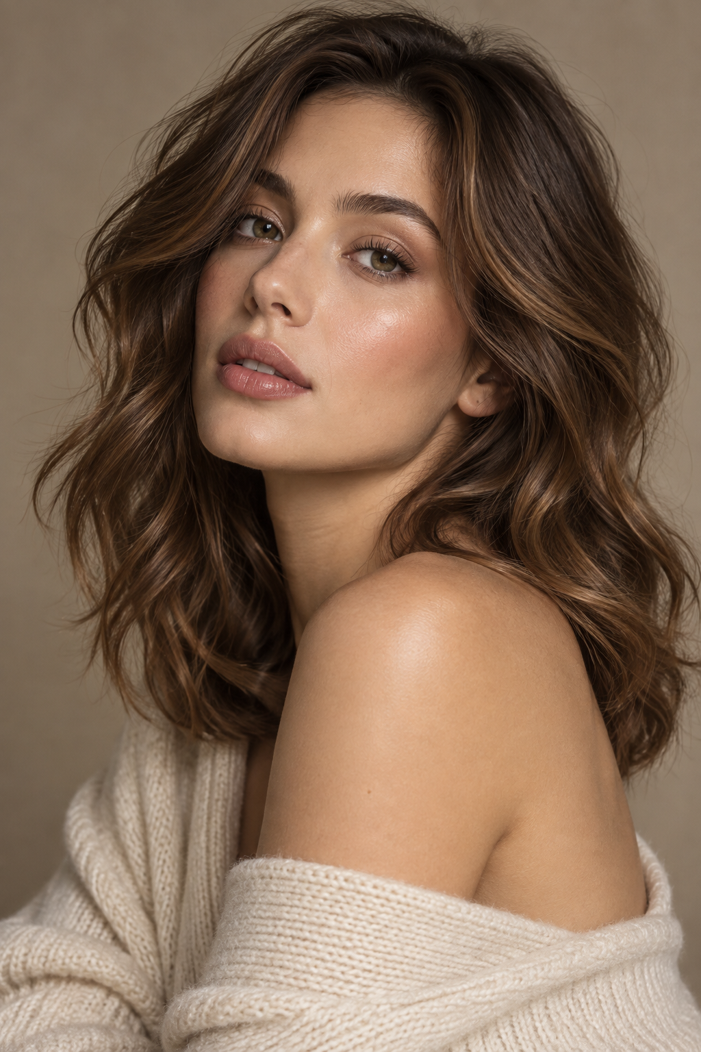 wavy brown hair: textured brown mid-length hair