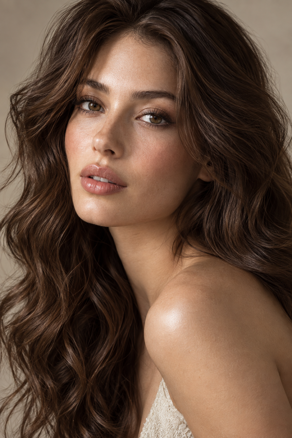wavy brown hair featured look
