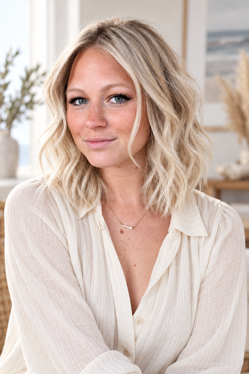 Short tousled waves wavy beach hairstyle