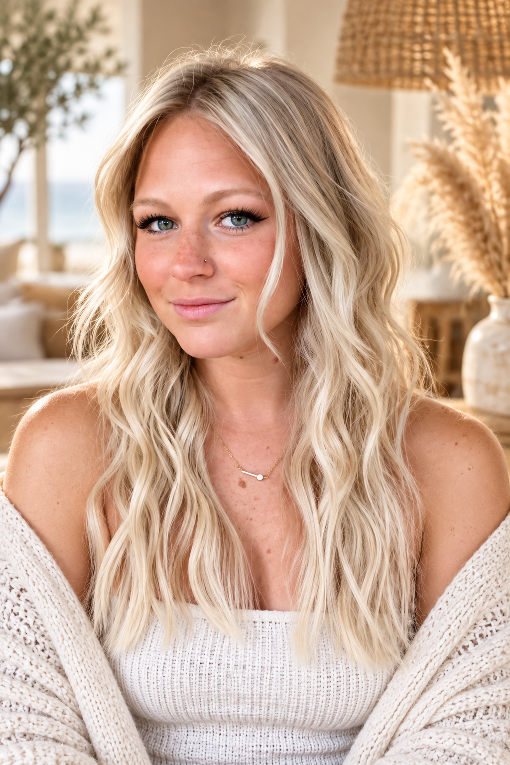 Voluminous brushed waves wavy beach hairstyle