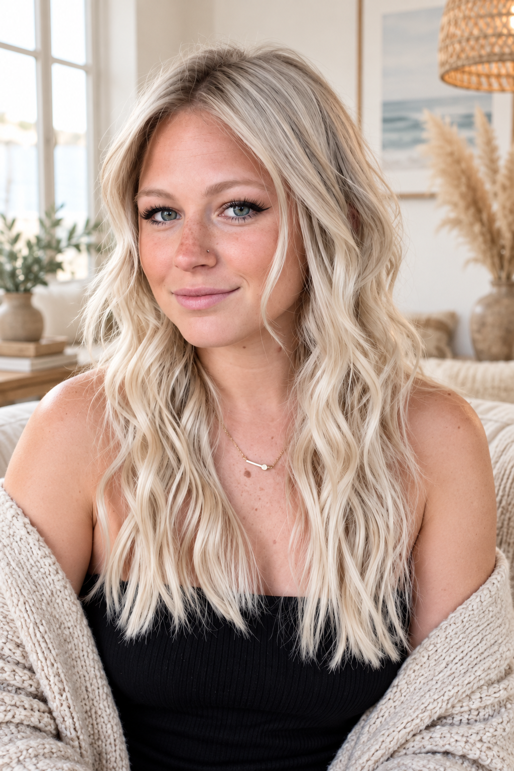 Wavy shag wavy beach hairstyle