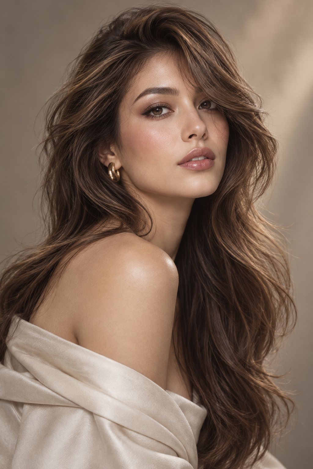 very layered medium length hairstyles: long layers with side-swept fringe