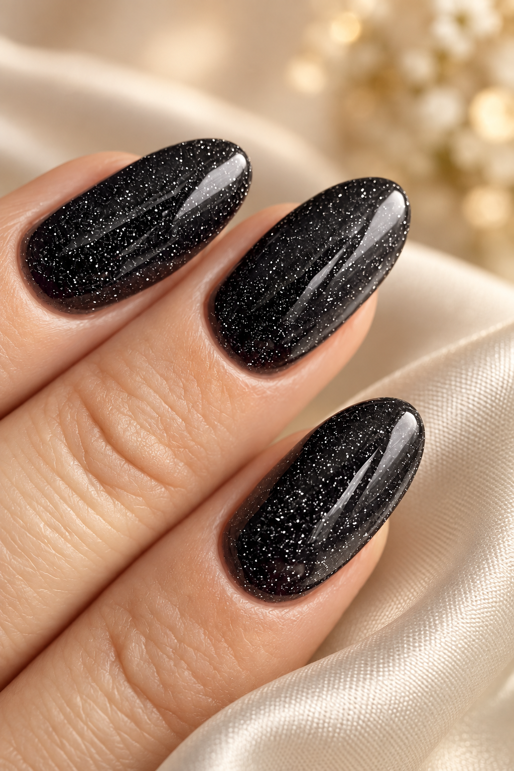 black nail ideas for mother of the groom: black and neutral ombre