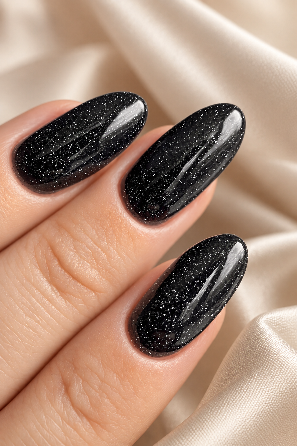 black nail ideas for mother of the groom: black velvet nails