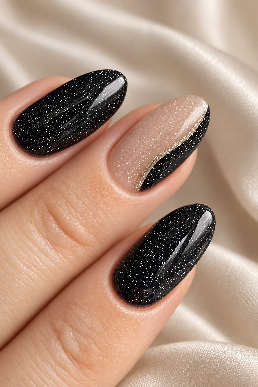 black nail ideas for mother of the groom: artsy black French tips