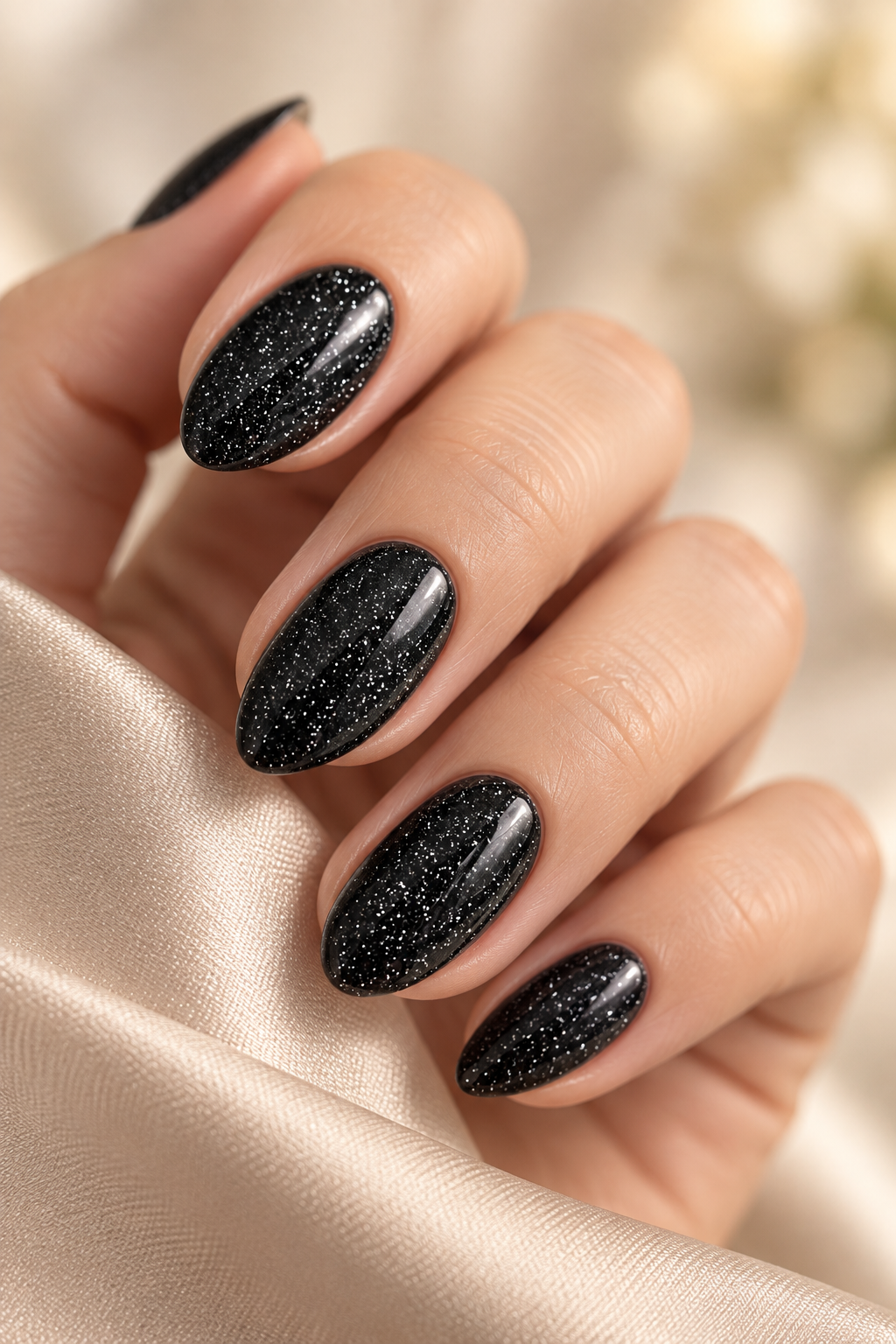 black nail ideas for mother of the groom: black tips on neutral base