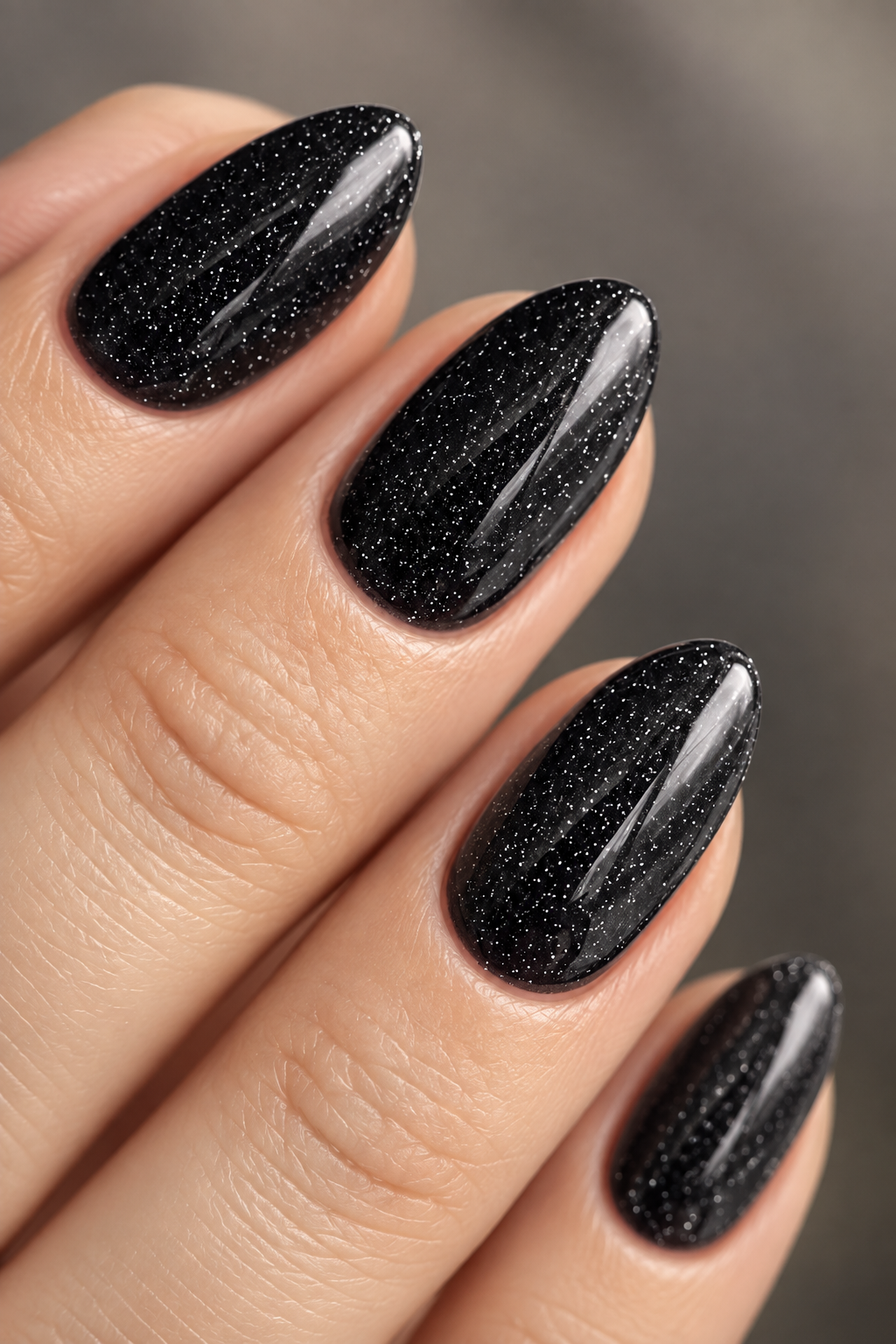 black nail ideas for mother of the groom: matte black embellished nails