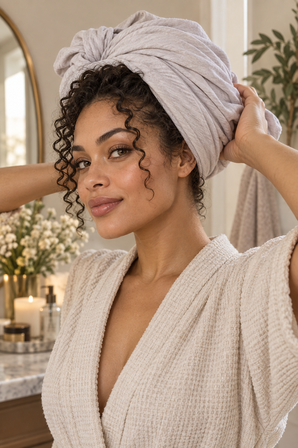 hair care hacks: plop curls with a soft t-shirt