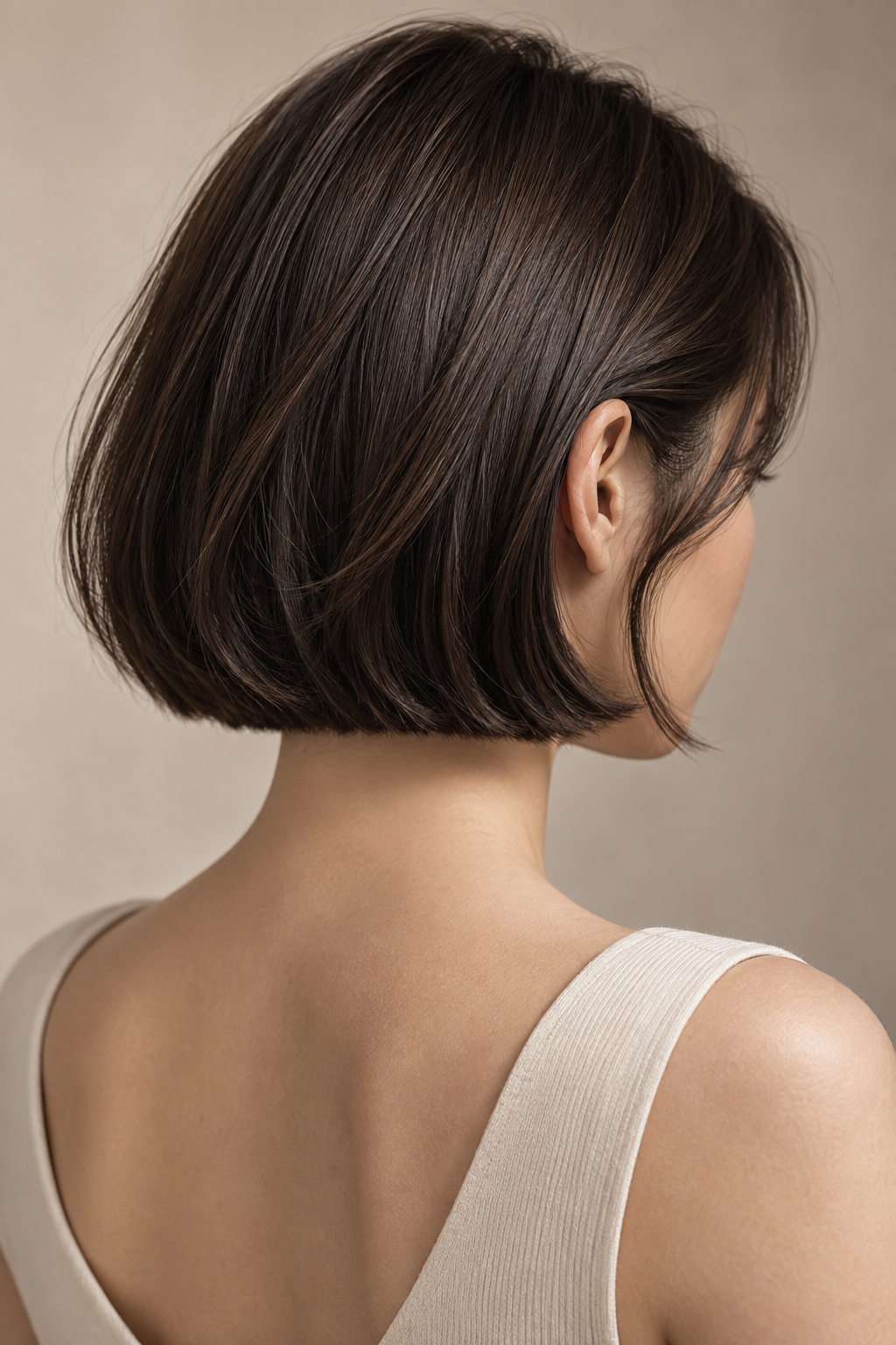 Textured short French bob with bangs