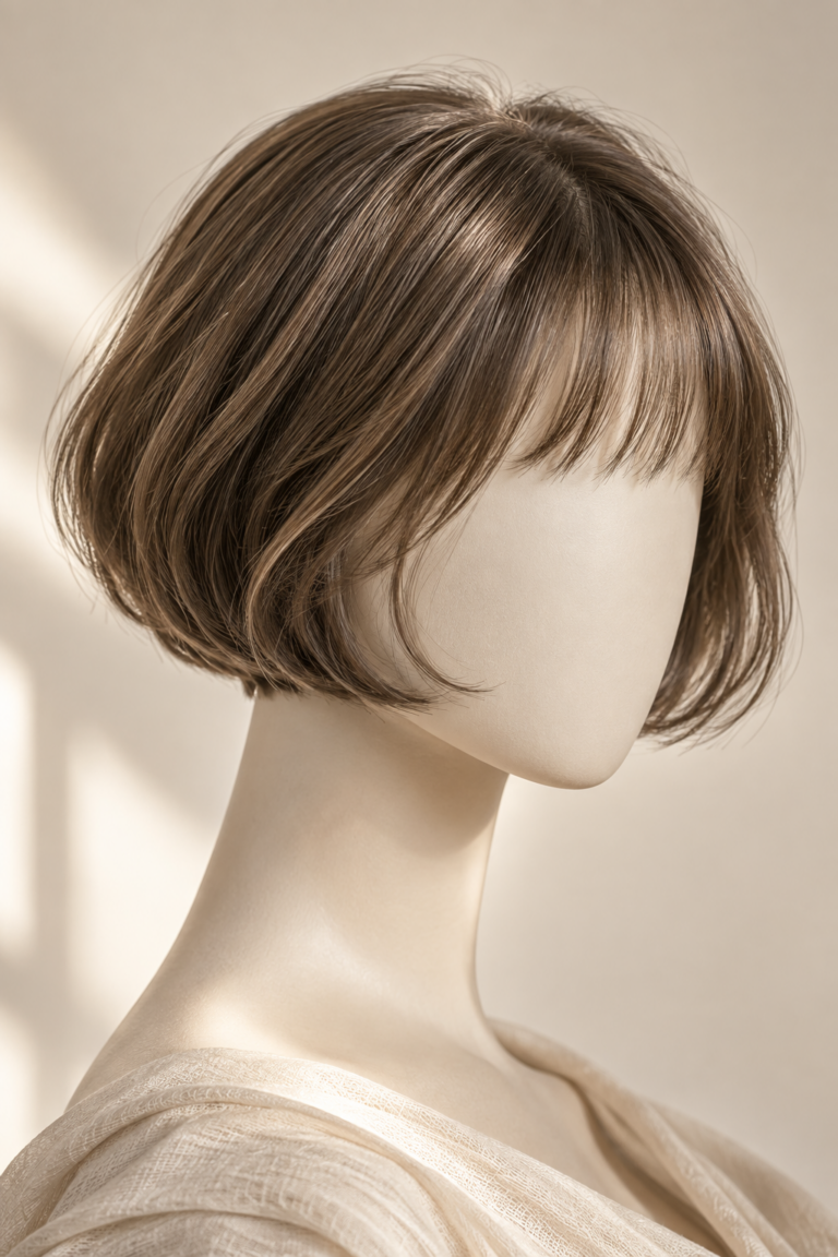 Short French bob hairstyle with a polished Parisian shape