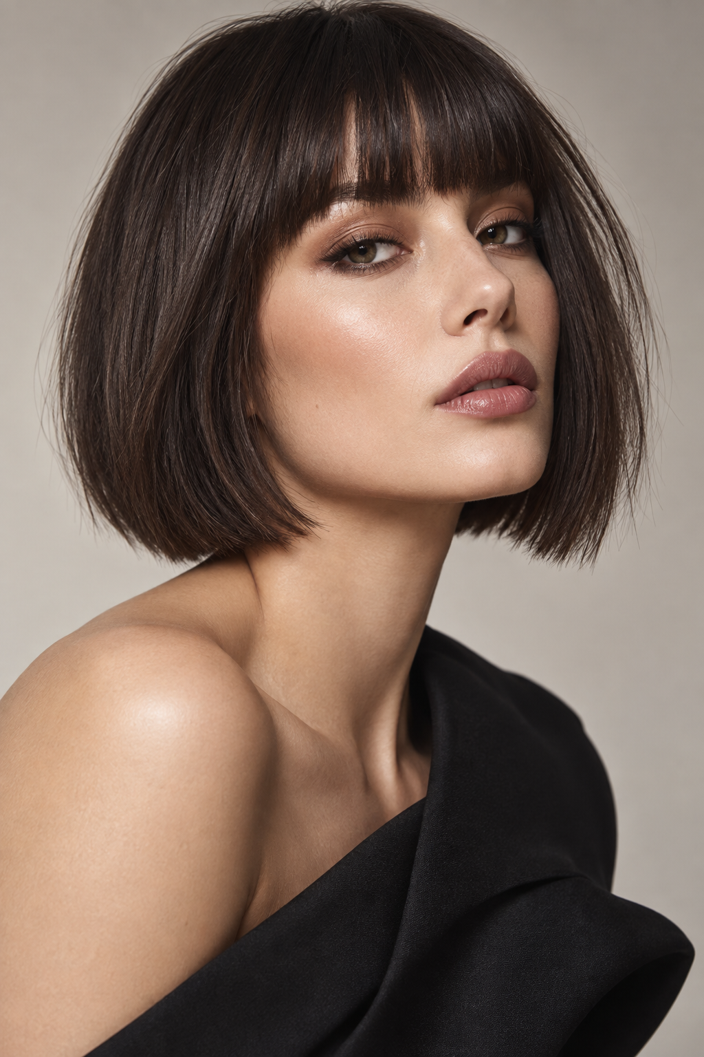 blunt classic bob with bangs