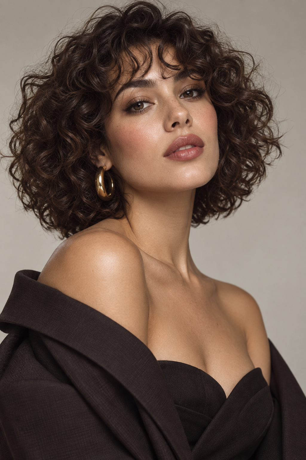 curly bob bob with bangs