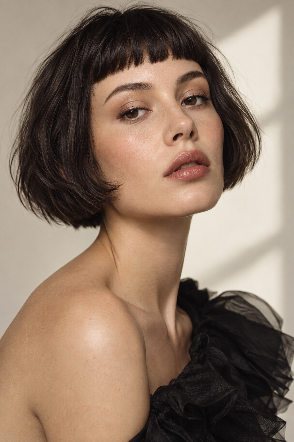 micro fringe bob with bangs