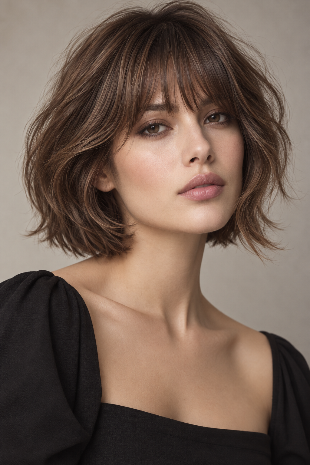 soft volume bob with bangs