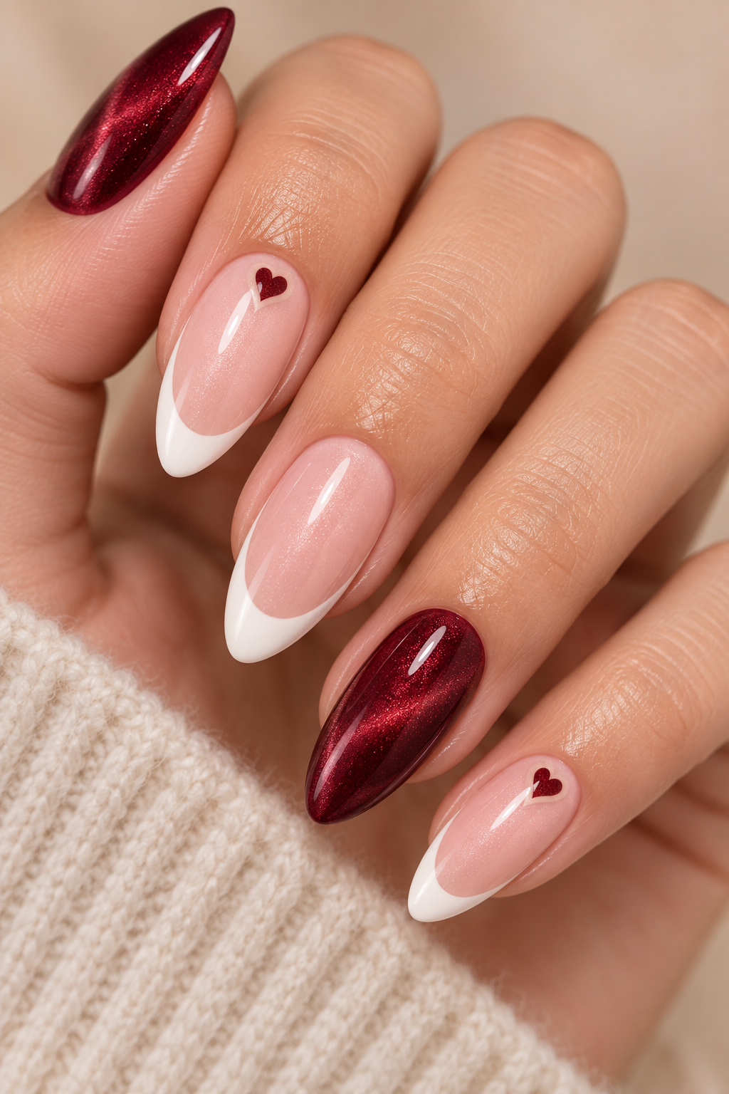 Classic red gloss Valentine’s nail idea