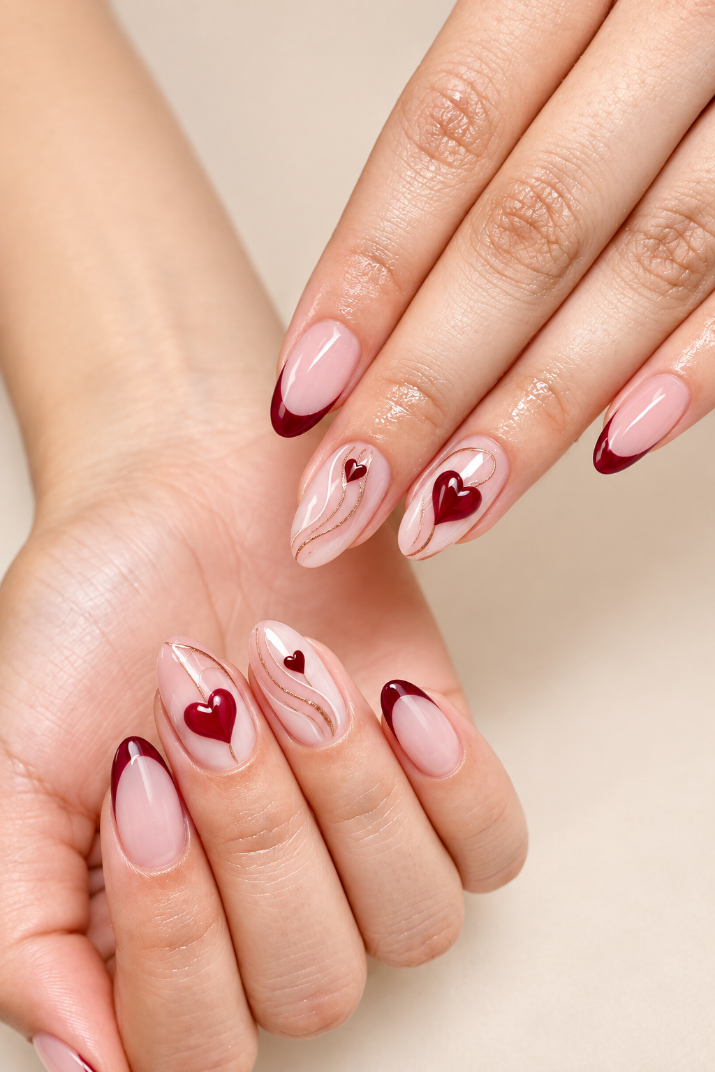 Barely-there romance Valentine’s nail idea