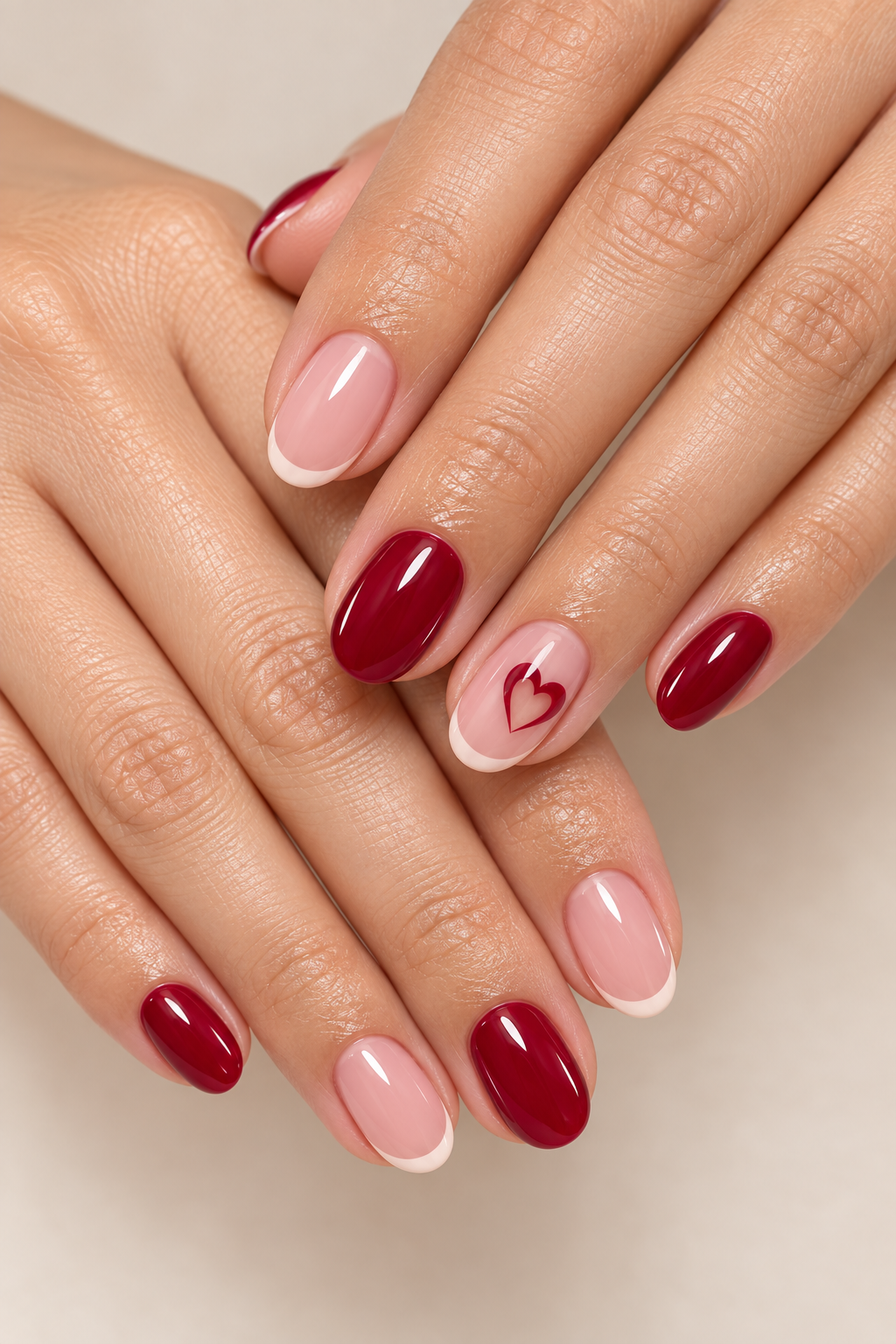 Burgundy almond nails Valentine’s nail idea