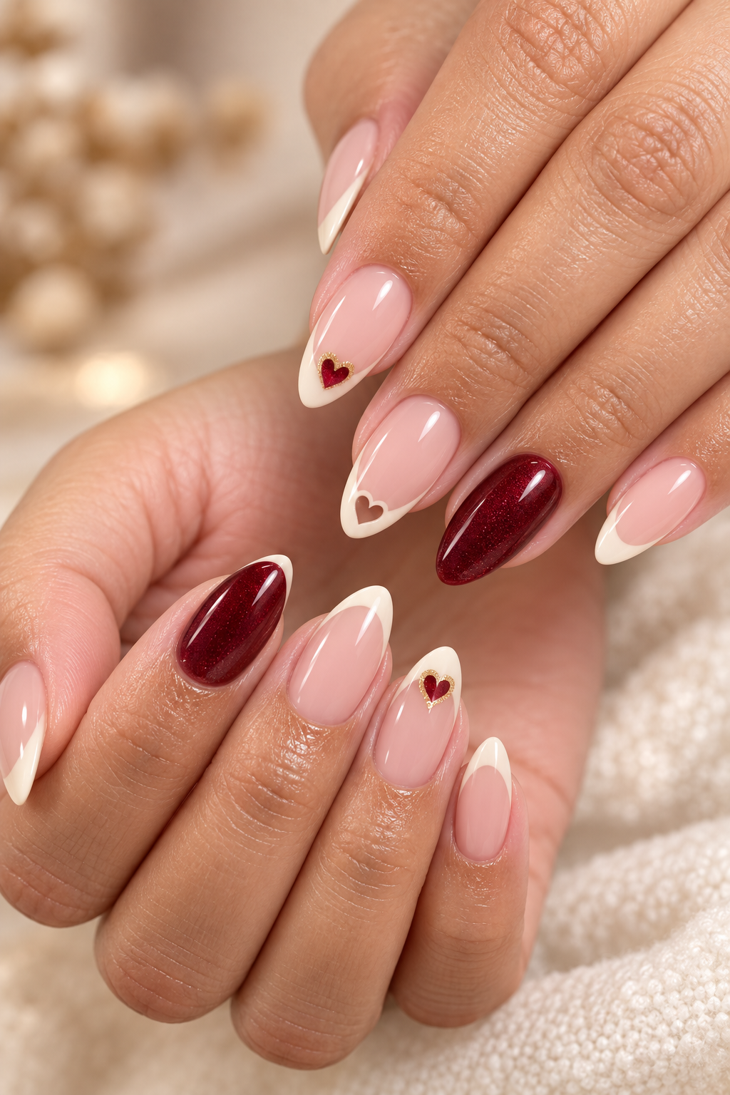 Soft ombré fade Valentine’s nail idea