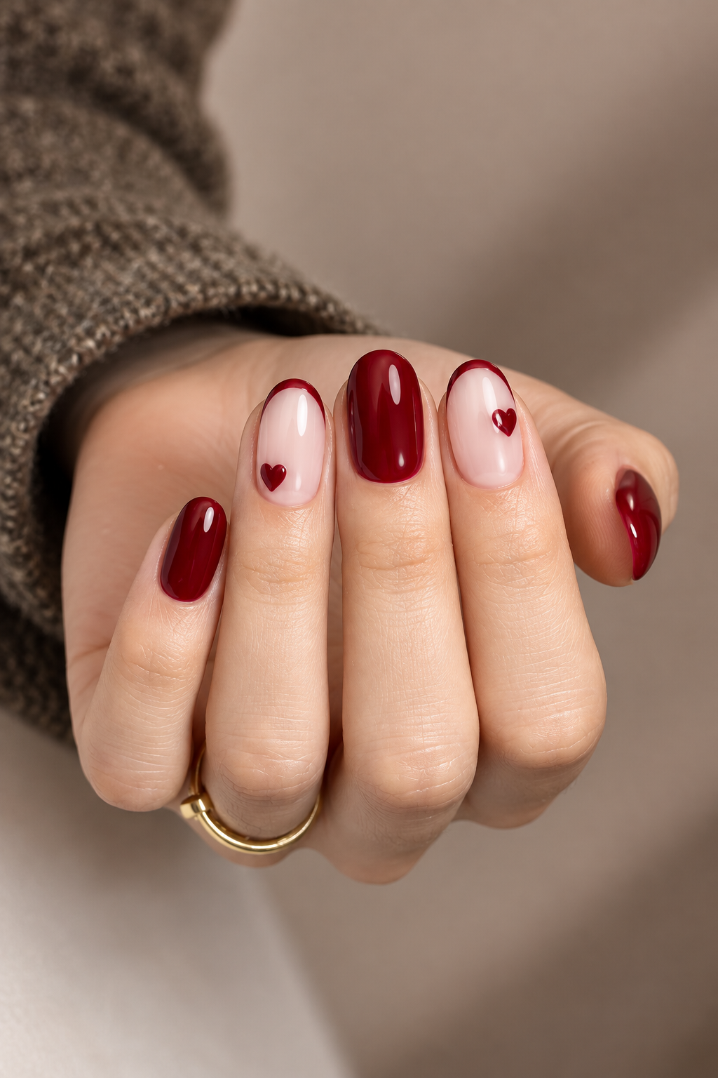 Valentine’s micro-French Valentine’s nail idea