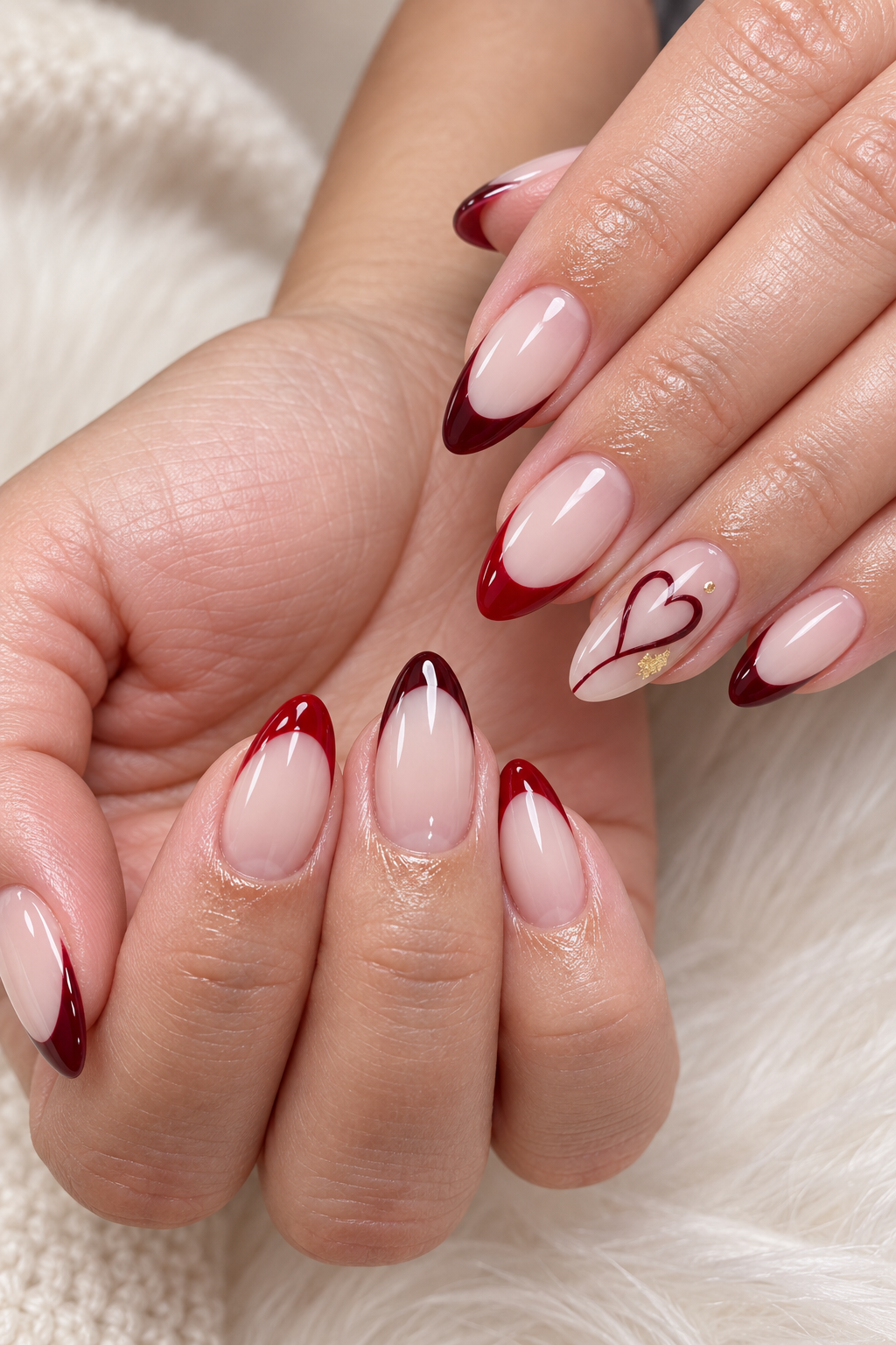 Minimalist love lines Valentine’s nail idea