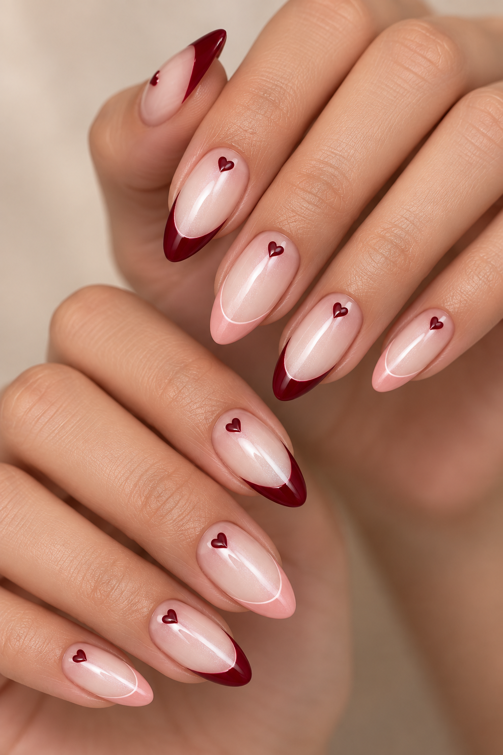 Statement heart feature Valentine’s nail idea