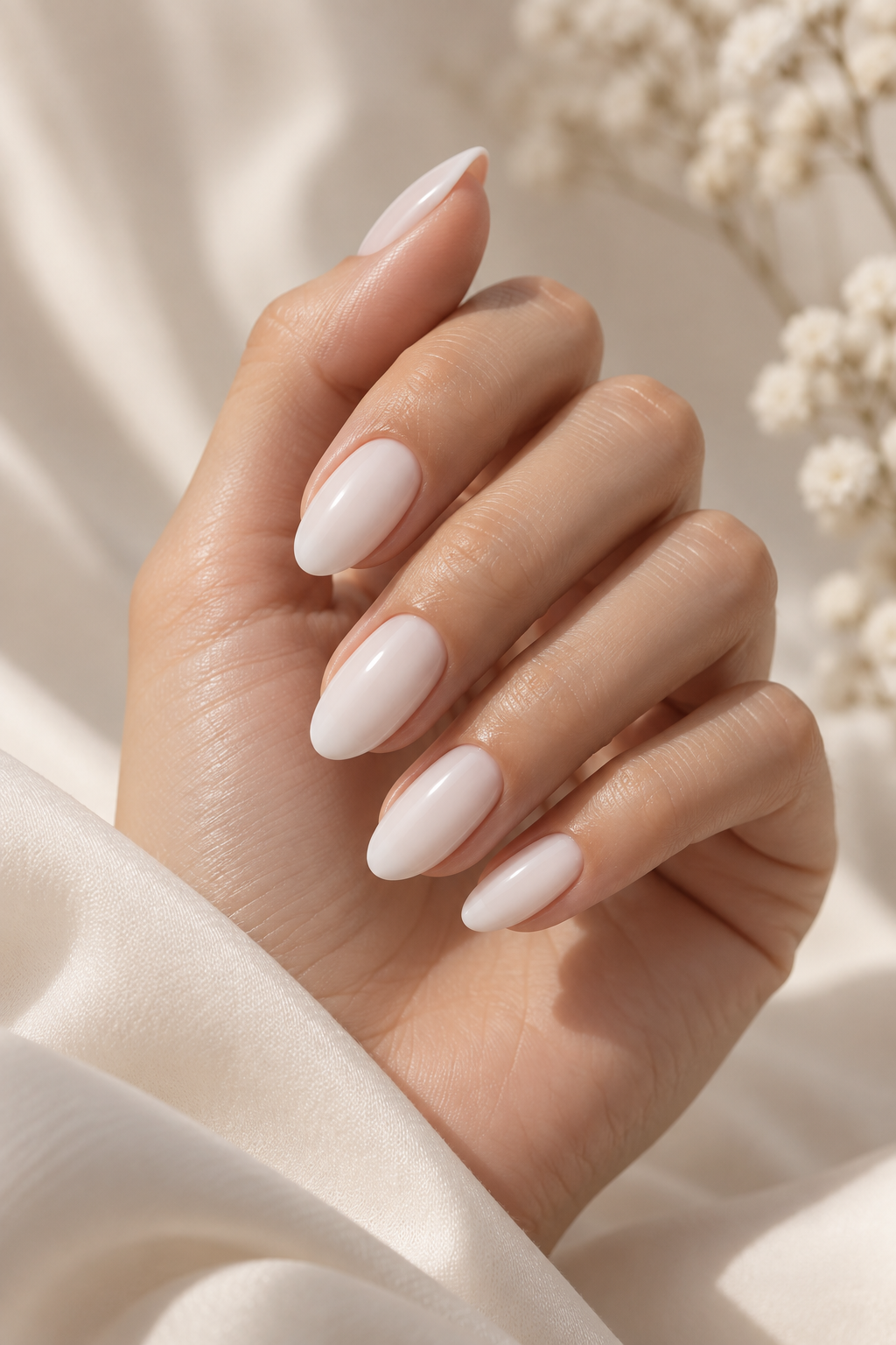 subtle nail ideas: milky white nails
