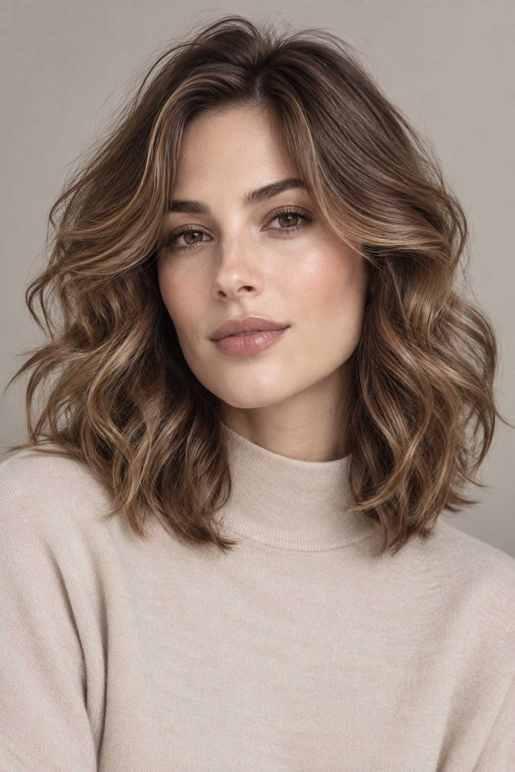 Subtle-end-bend wavy medium length hairstyle