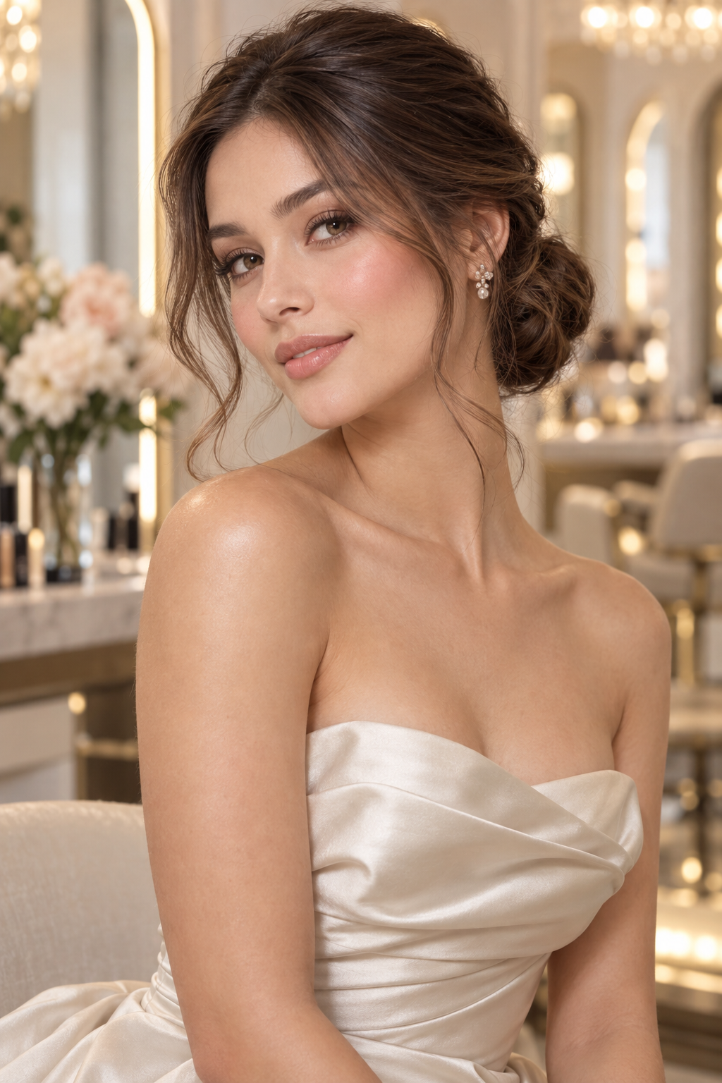 hairstyles for strapless dresses: romantic low chignon
