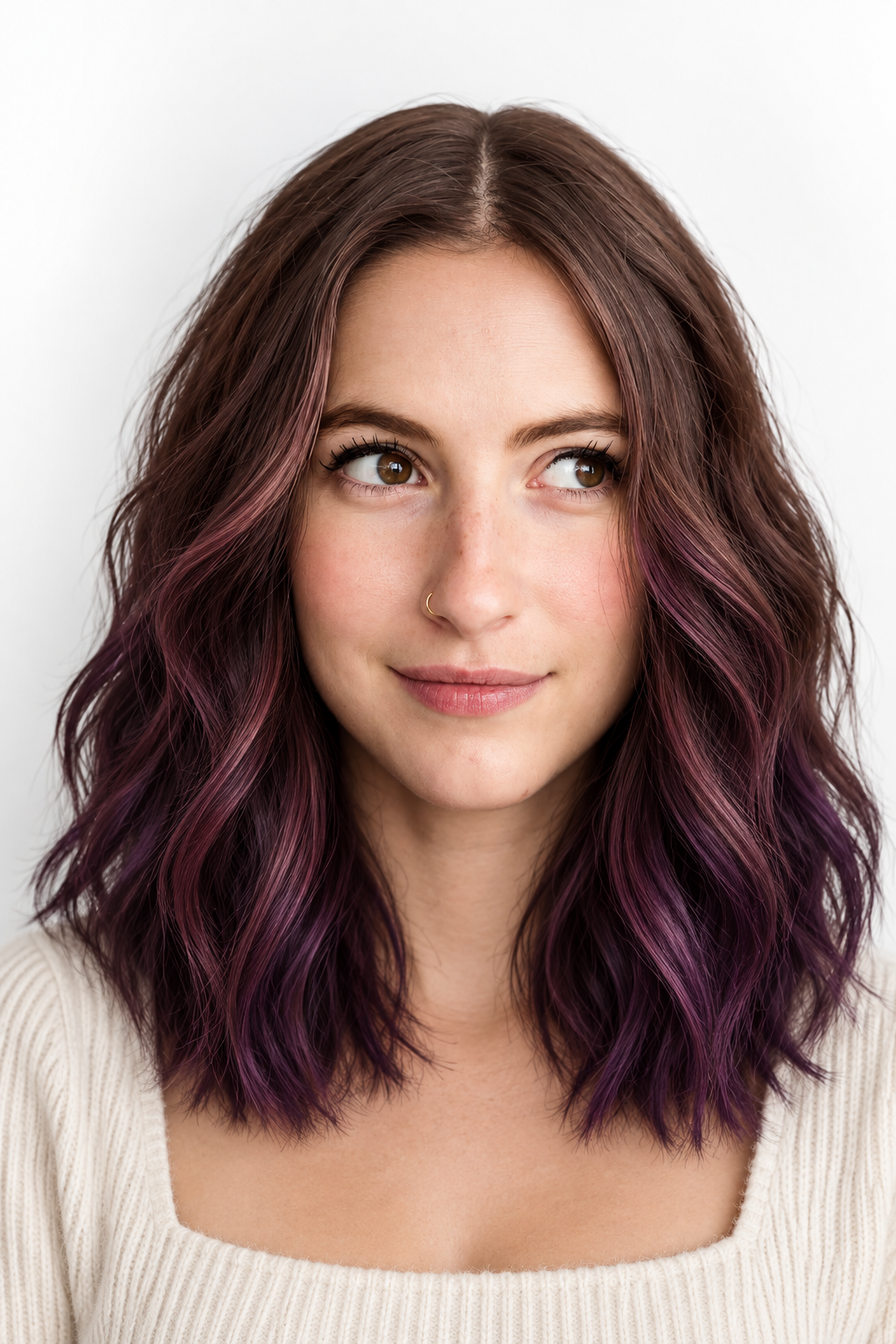 alternative hair color ideas: add depth with plum balayage highlights
