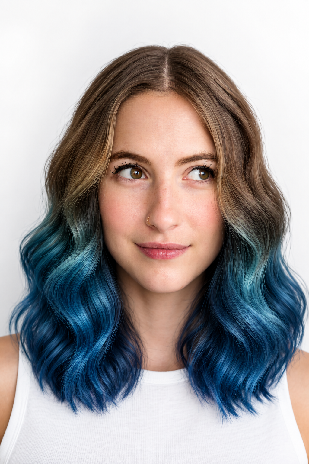 alternative hair color ideas: make waves with icy blue ends