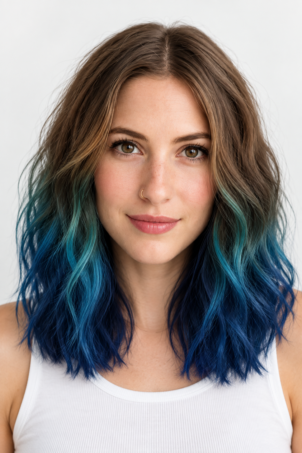 alternative hair color ideas: bring the ocean to your hair with blue dip-dye ends