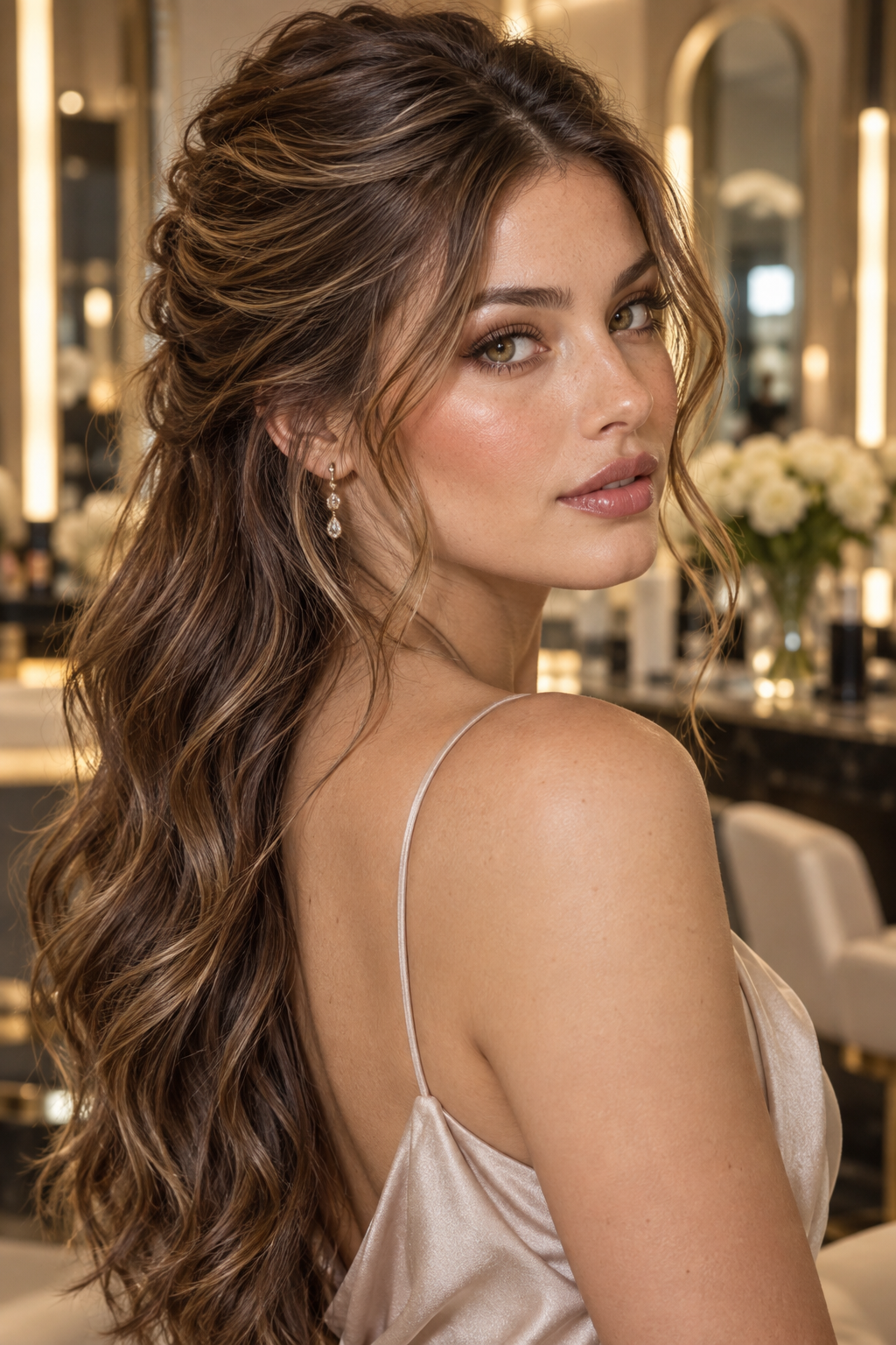 going out hairstyles: textured half-up style