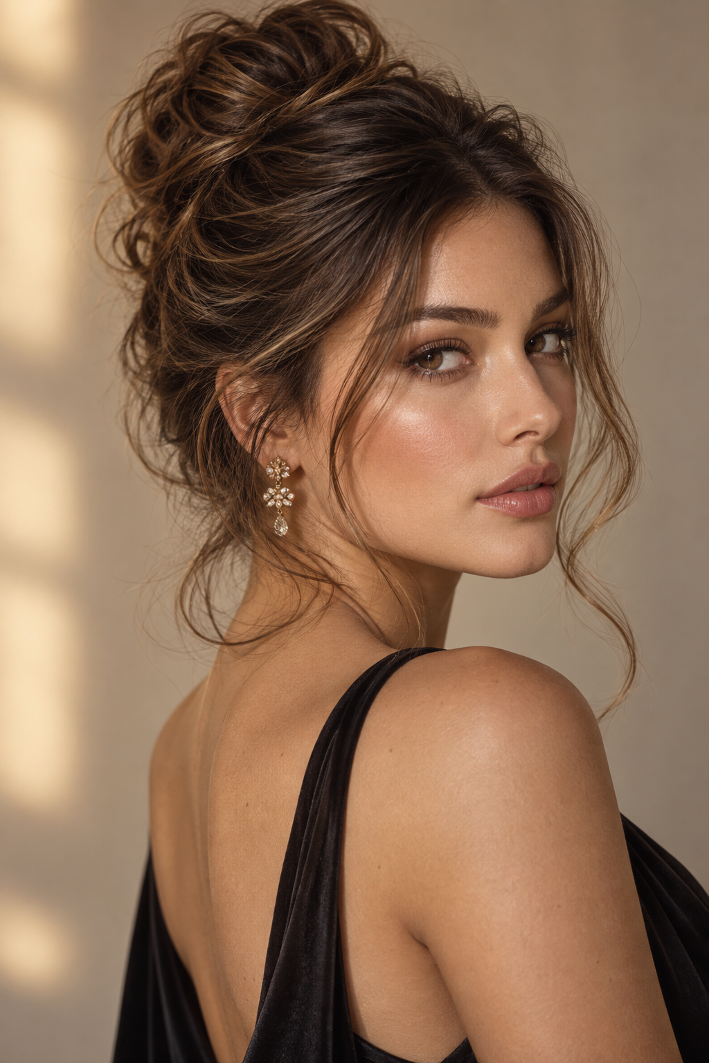 going out hairstyles: messy bun with face-framing pieces