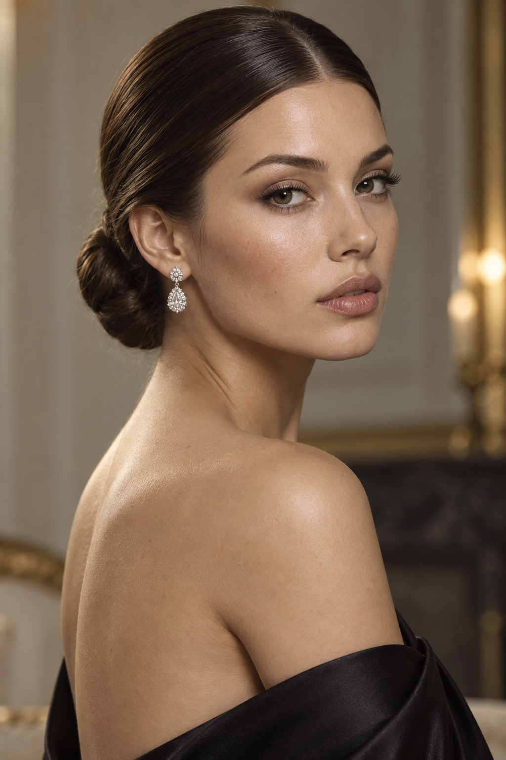 going out hairstyles: low chignon with a center part