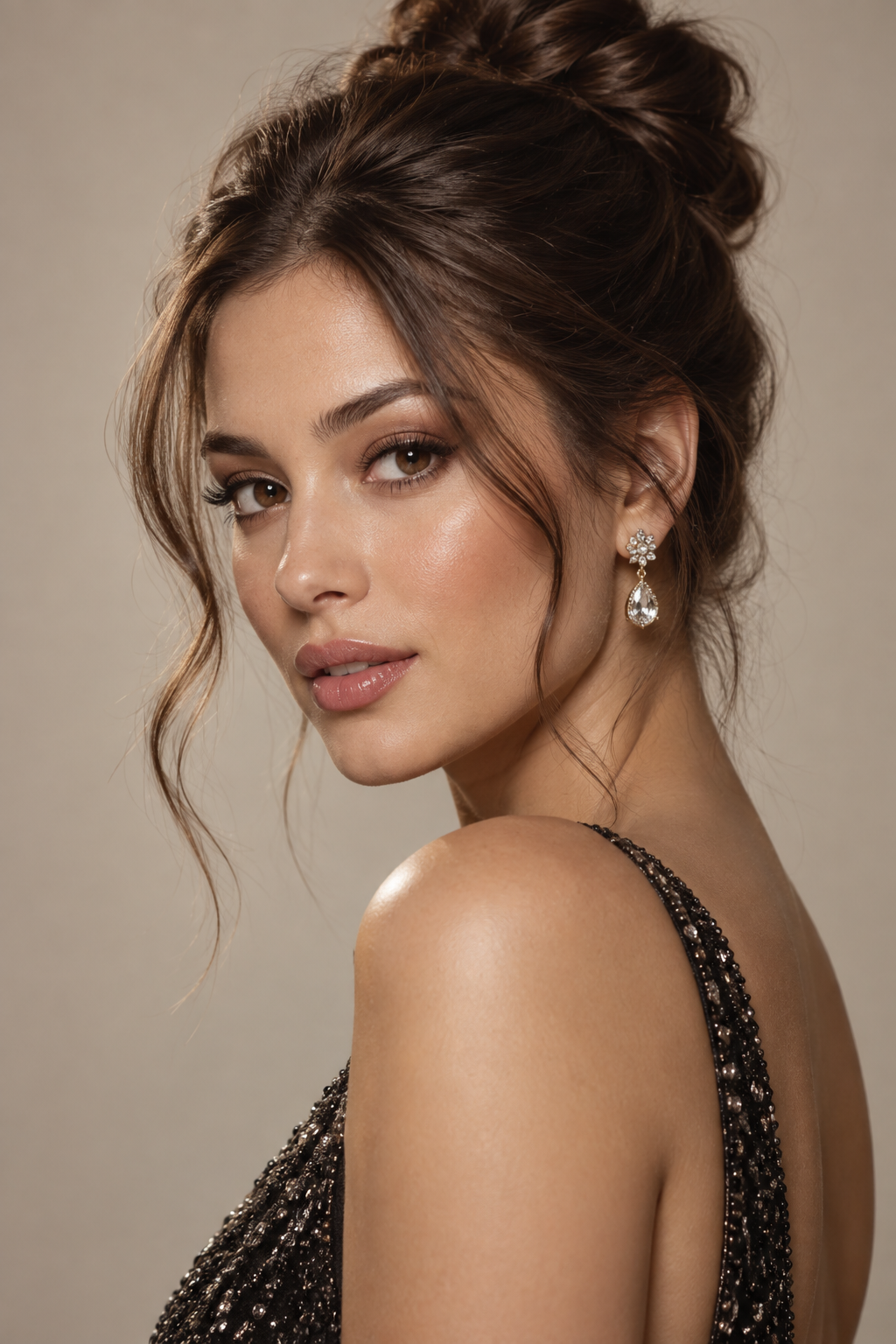 going out hairstyles: high bun with soft tendrils