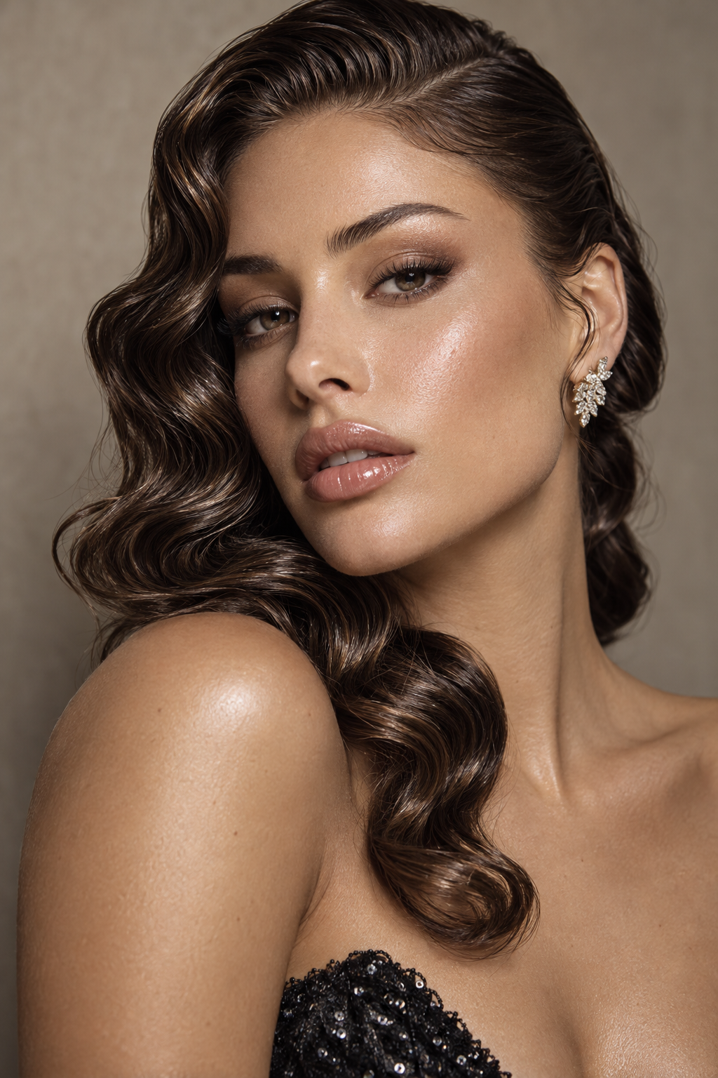 going out hairstyles: sculpted wet-look waves