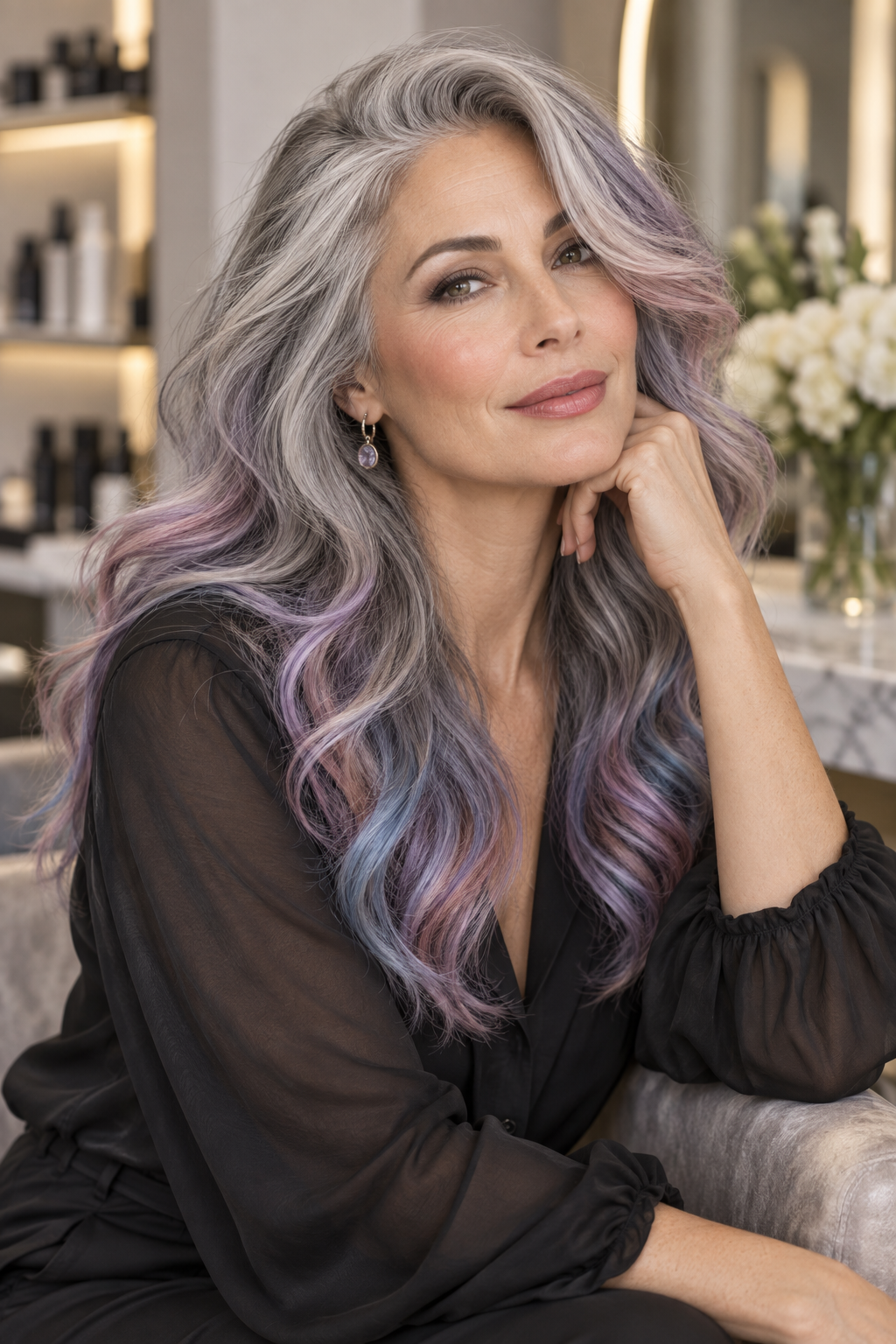 gray hair blending ideas color-tinted ends idea