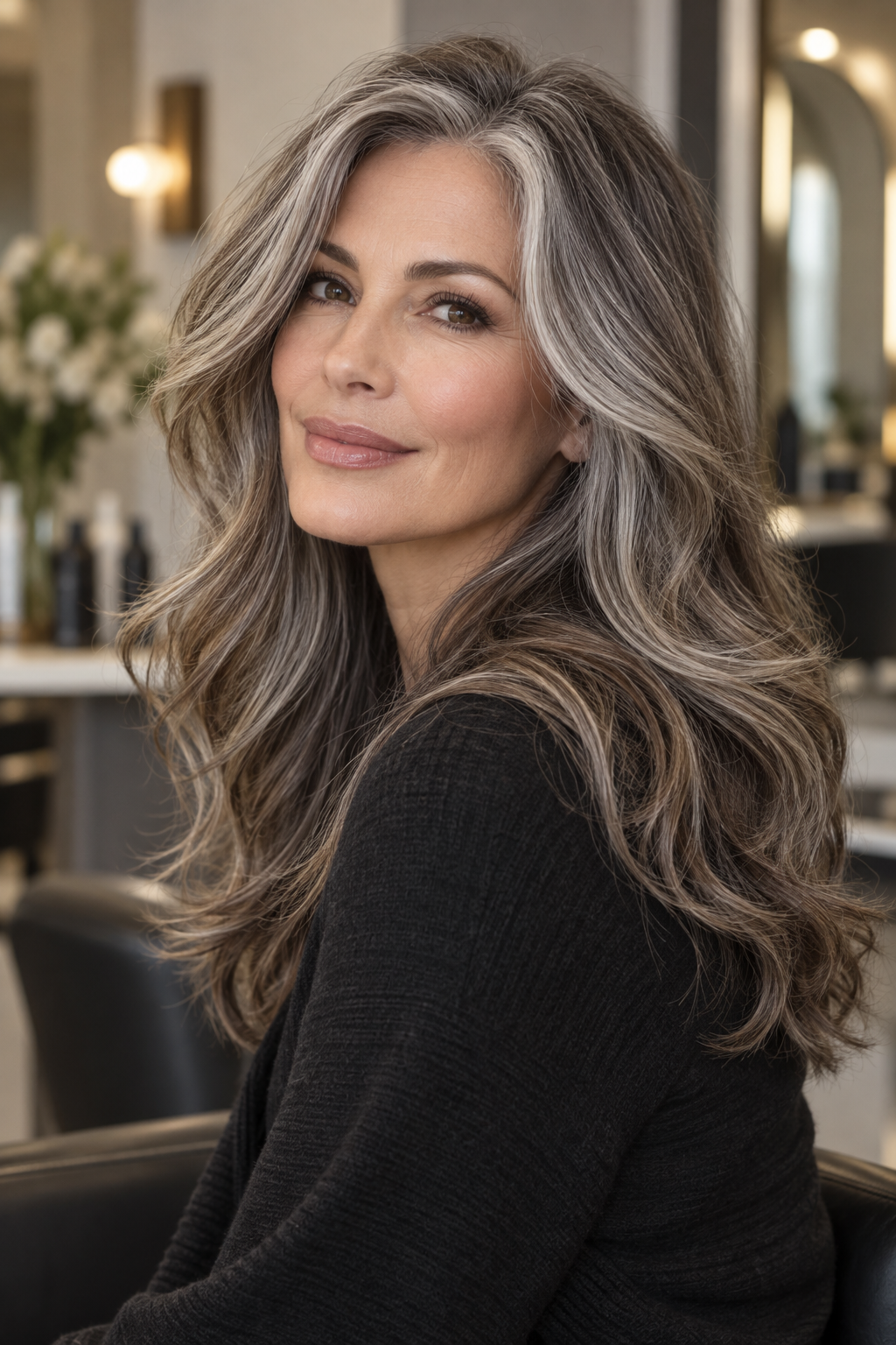 gray hair blending ideas warm brown lowlights idea