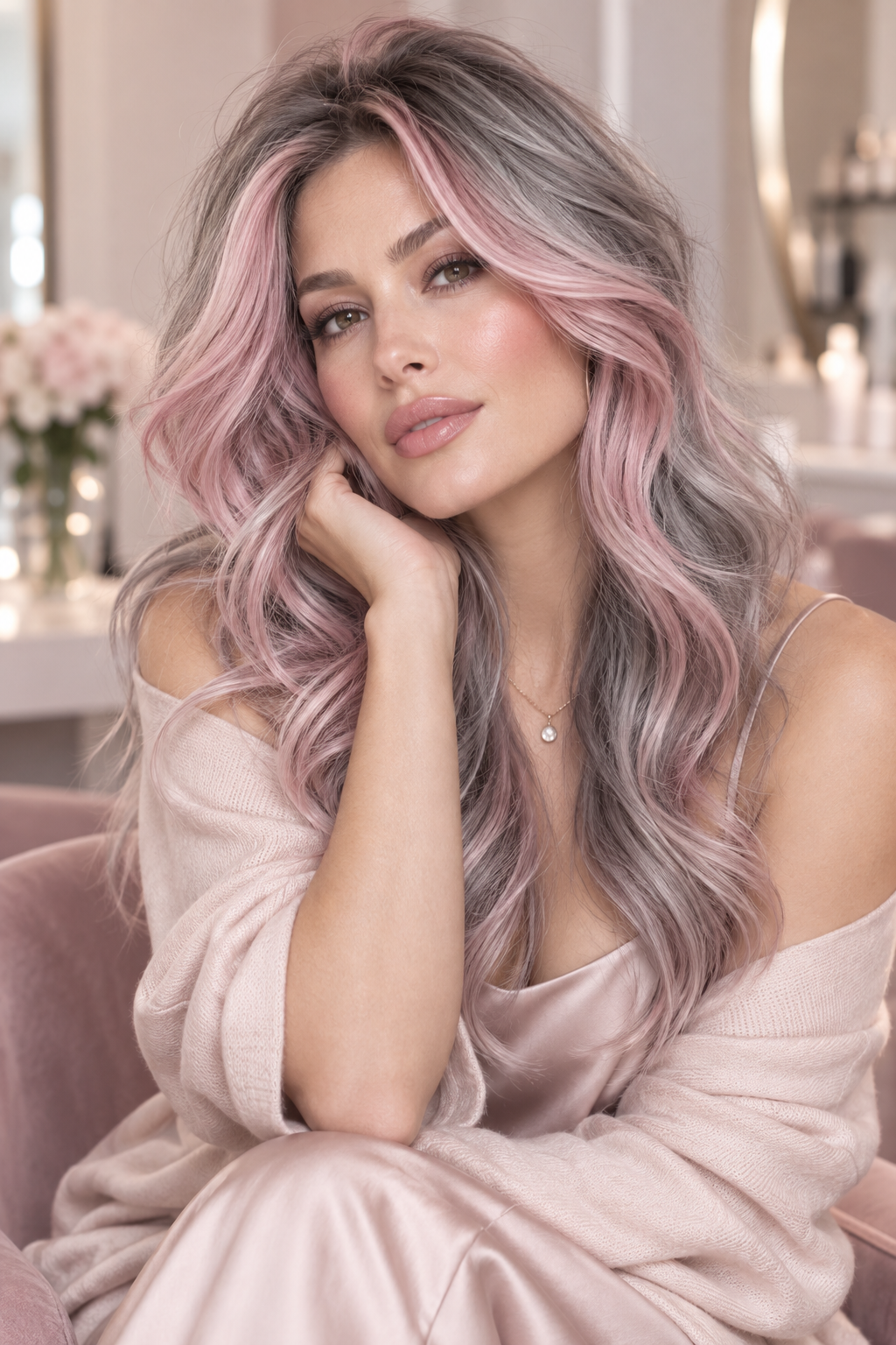 gray hair blending ideas pastel pink idea