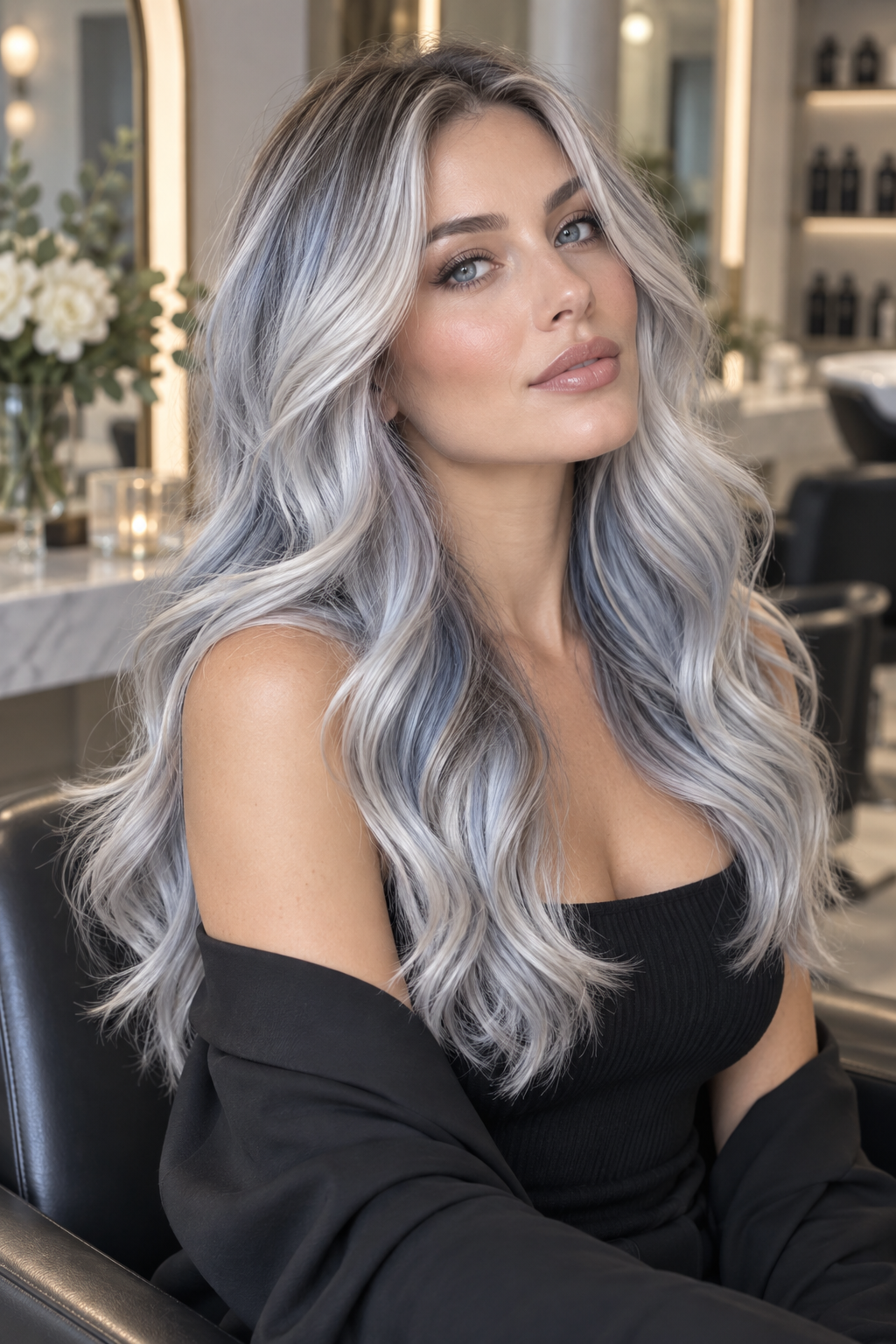 gray hair blending ideas icy blue gray idea