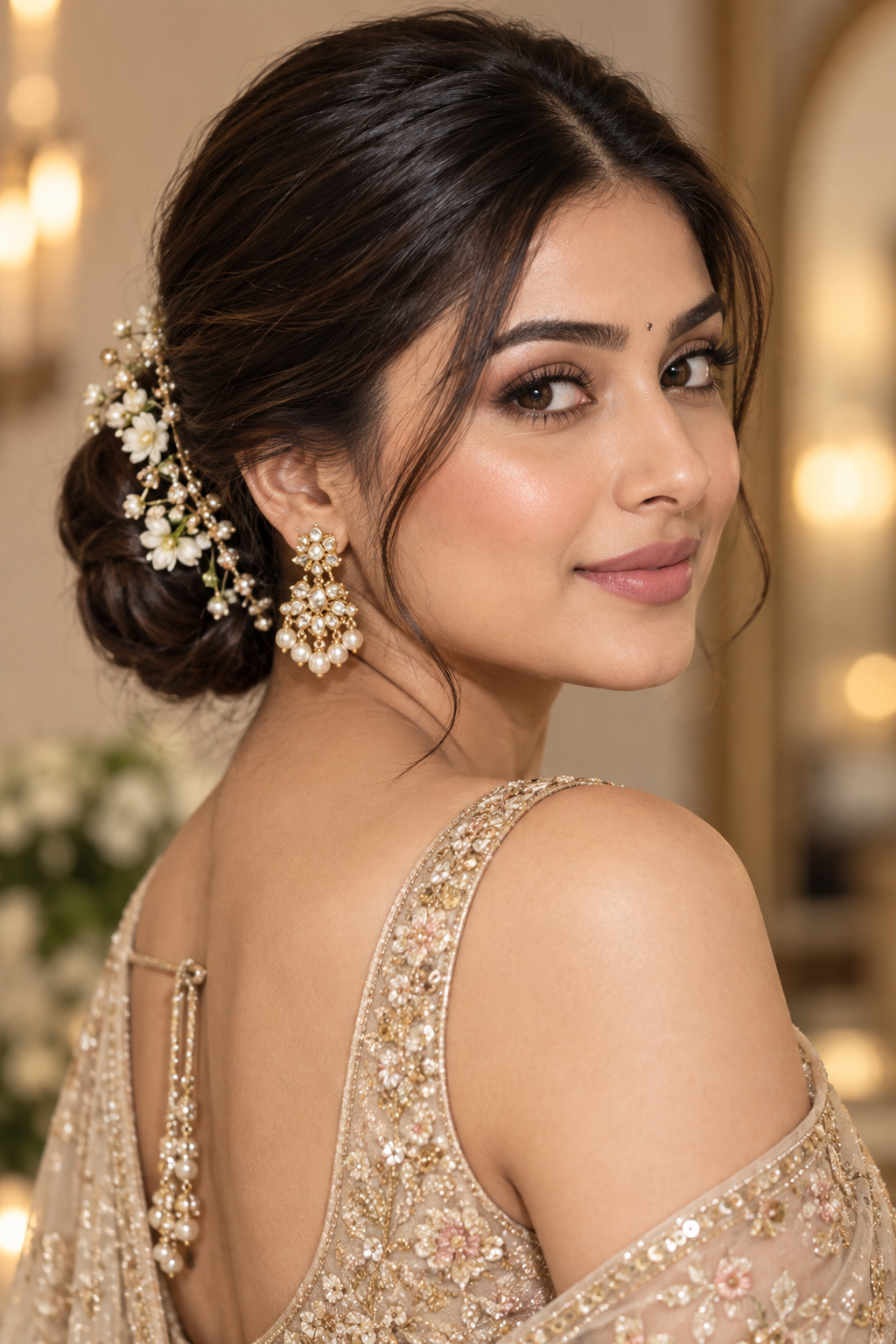 Indian wedding hairstyles: low bridal bun