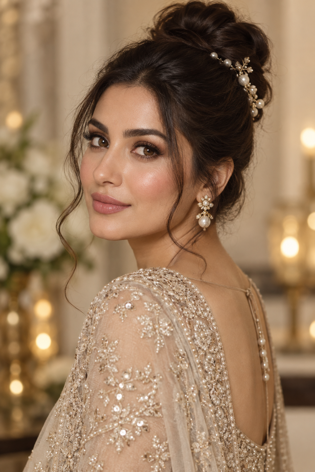 Indian wedding hairstyles: polished high bun
