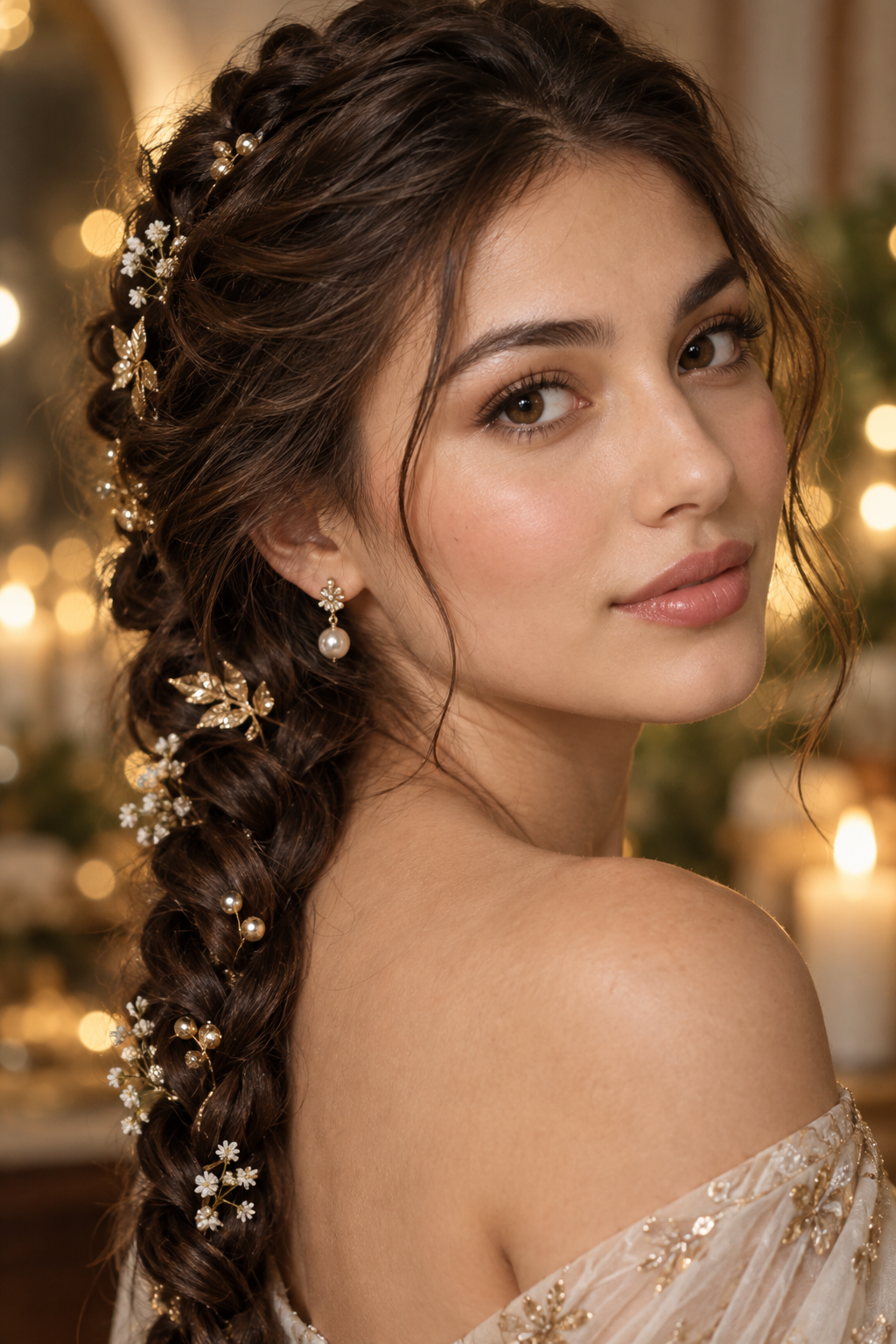Indian wedding hairstyles: decorated braid