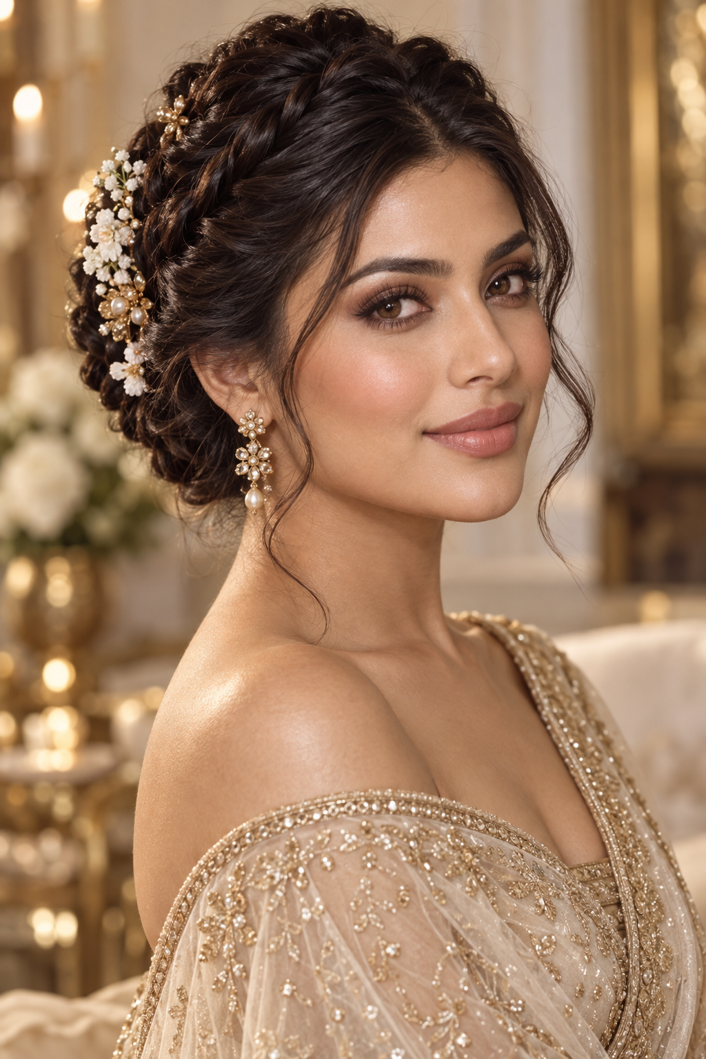 Indian wedding hairstyles: ornate braided updo
