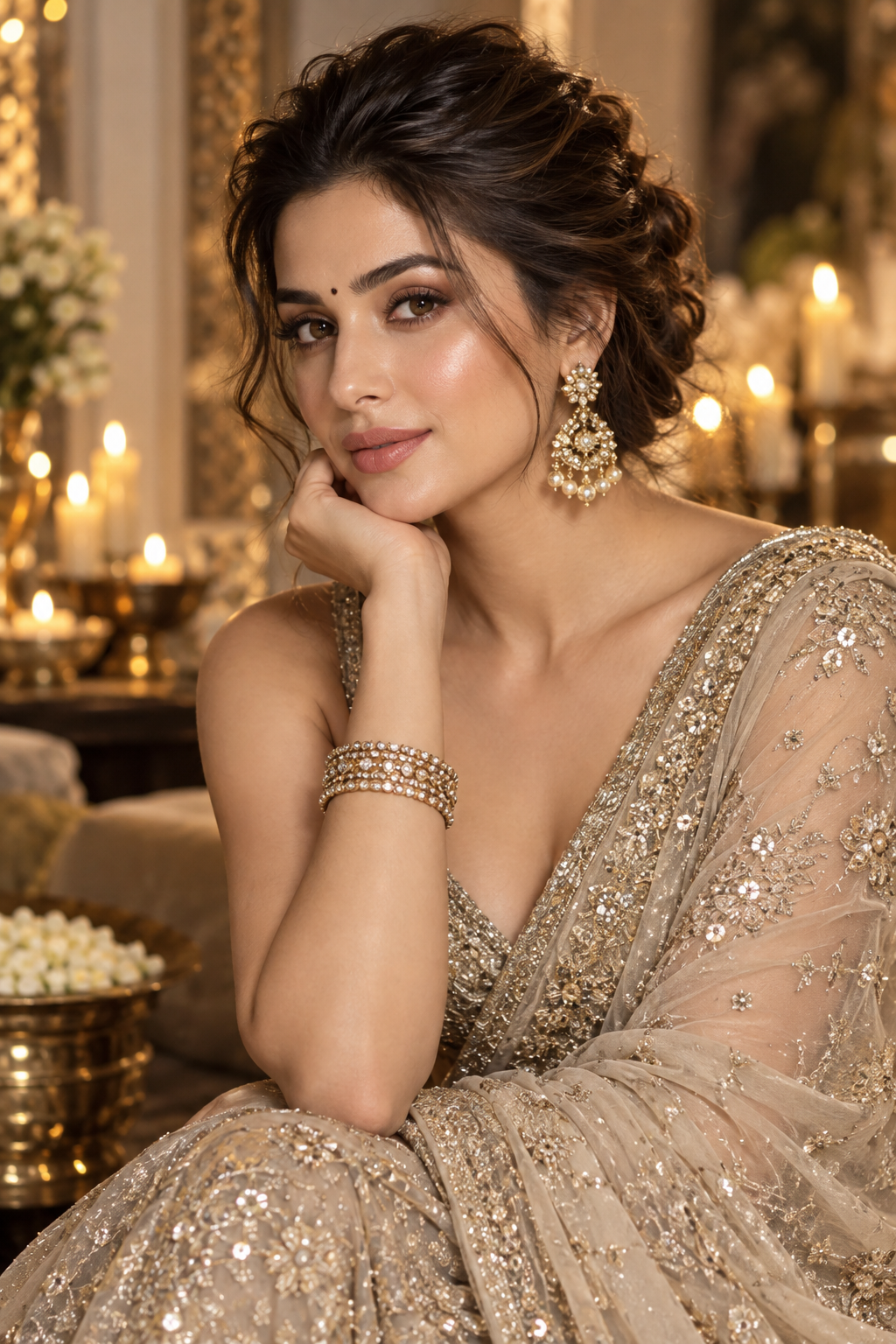 Indian wedding hairstyles: swept-back volume