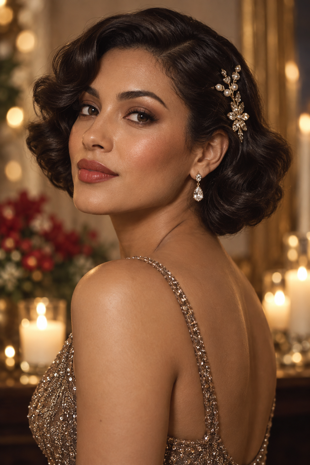 Indian wedding hairstyles: short polished waves